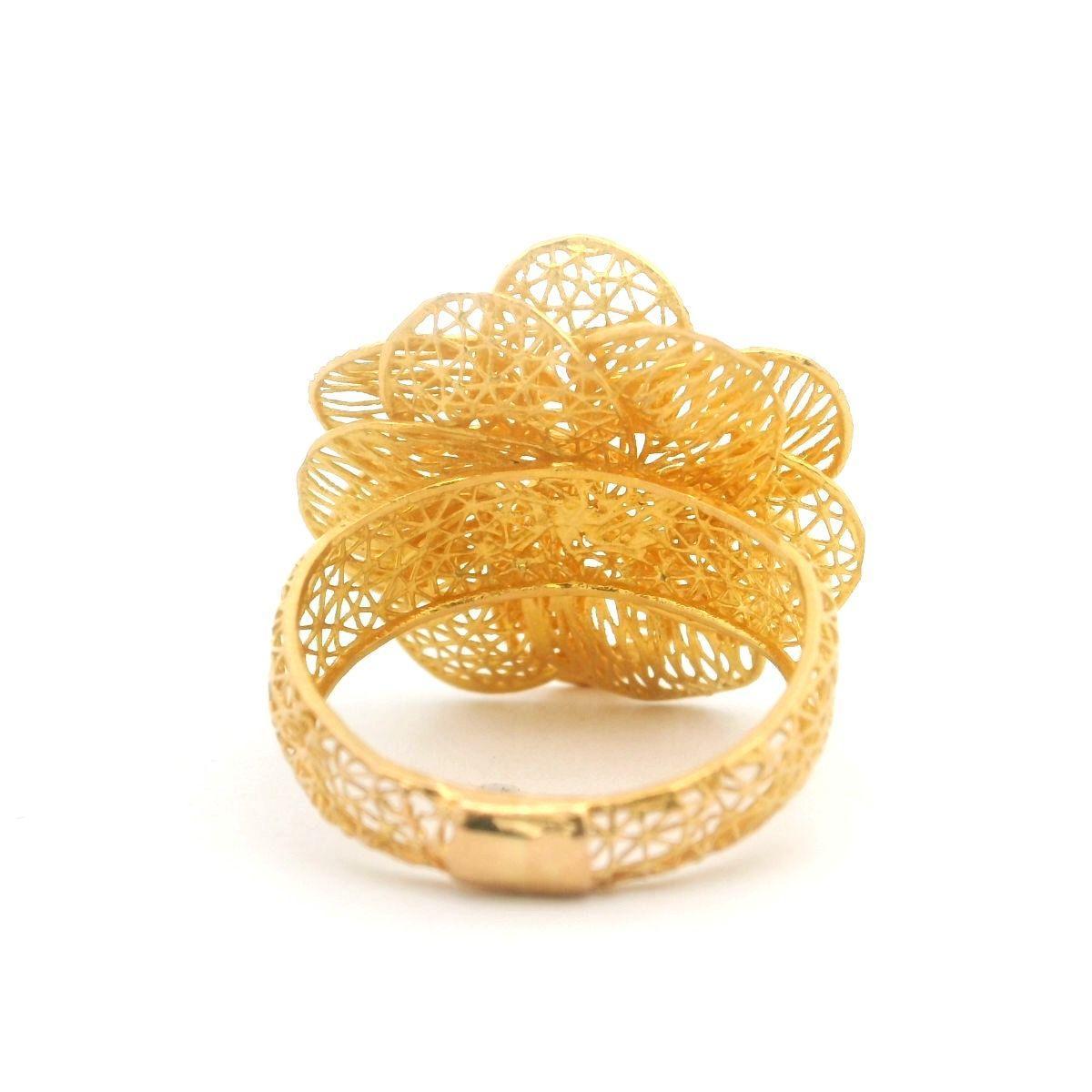 21k Gelbgold 3.4g Diamantschliff Fancy Floral Ring Größe 6 Damen
