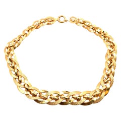 21 Karat Yellow Gold Indian Style Textured Circle Link Necklace
