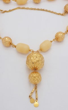 21k Yellow Gold Jasper Bead Necklace, 36 inches - 104.0g