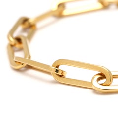 21k Yellow Gold Medium Paperclip Chain Bracelet, Length 7.5 Inches, Stackable