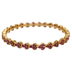 21k Yellow Gold Ruby Bangle, 7 inches - 22.8g
