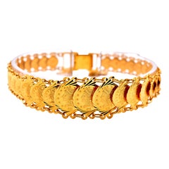 21 Karat Yellow Gold Stacked Coin Bracelet