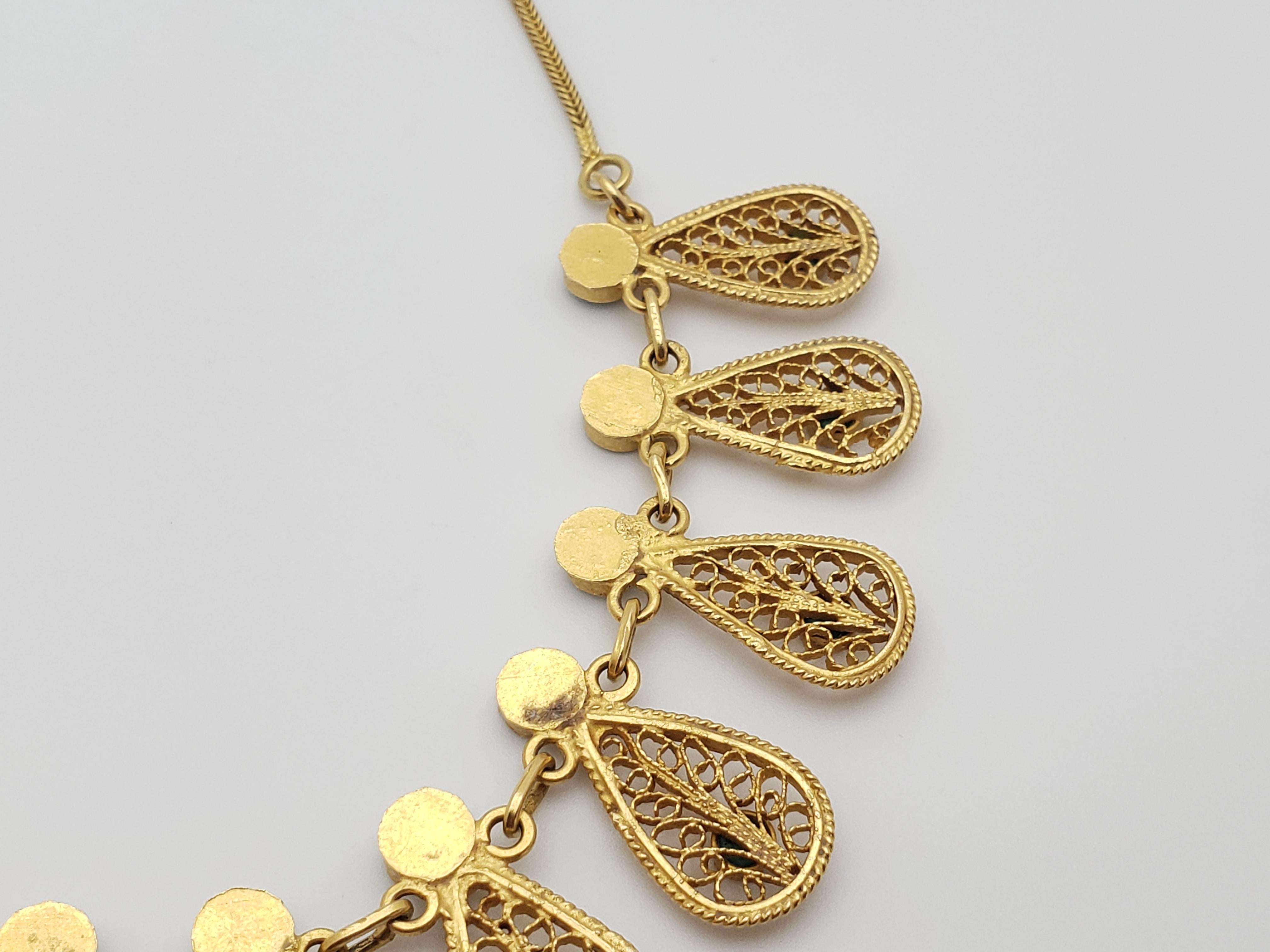 Collier en or jaune 21K avec turquoise, Paisley traditionnel persan Design/One en vente 7