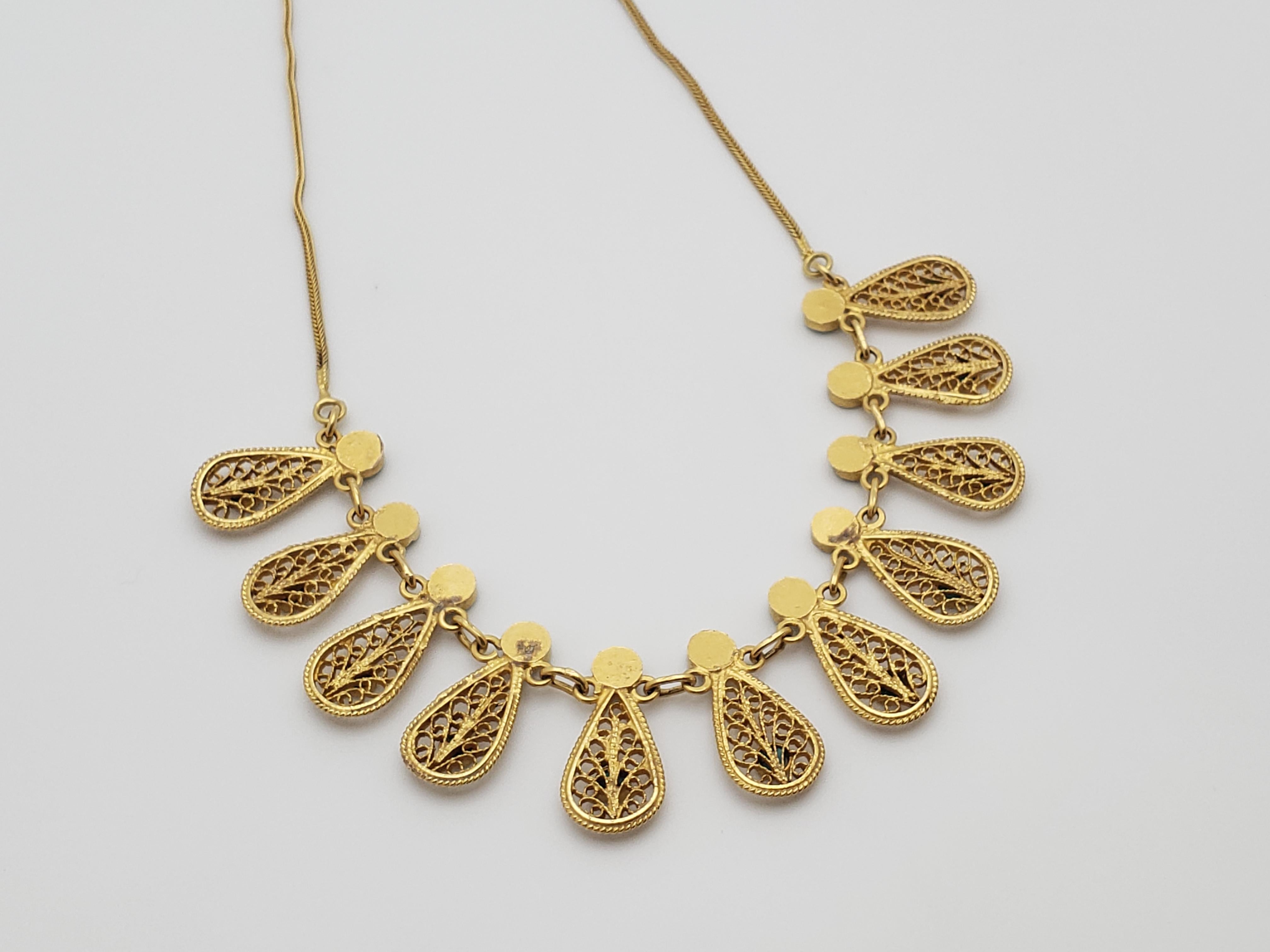 Collier en or jaune 21K avec turquoise, Paisley traditionnel persan Design/One en vente 8