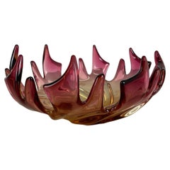 2, 1kg Glass Bowl Flame Centerpiece by Flavio Poli Attrib., Murano, Italy, 1970s