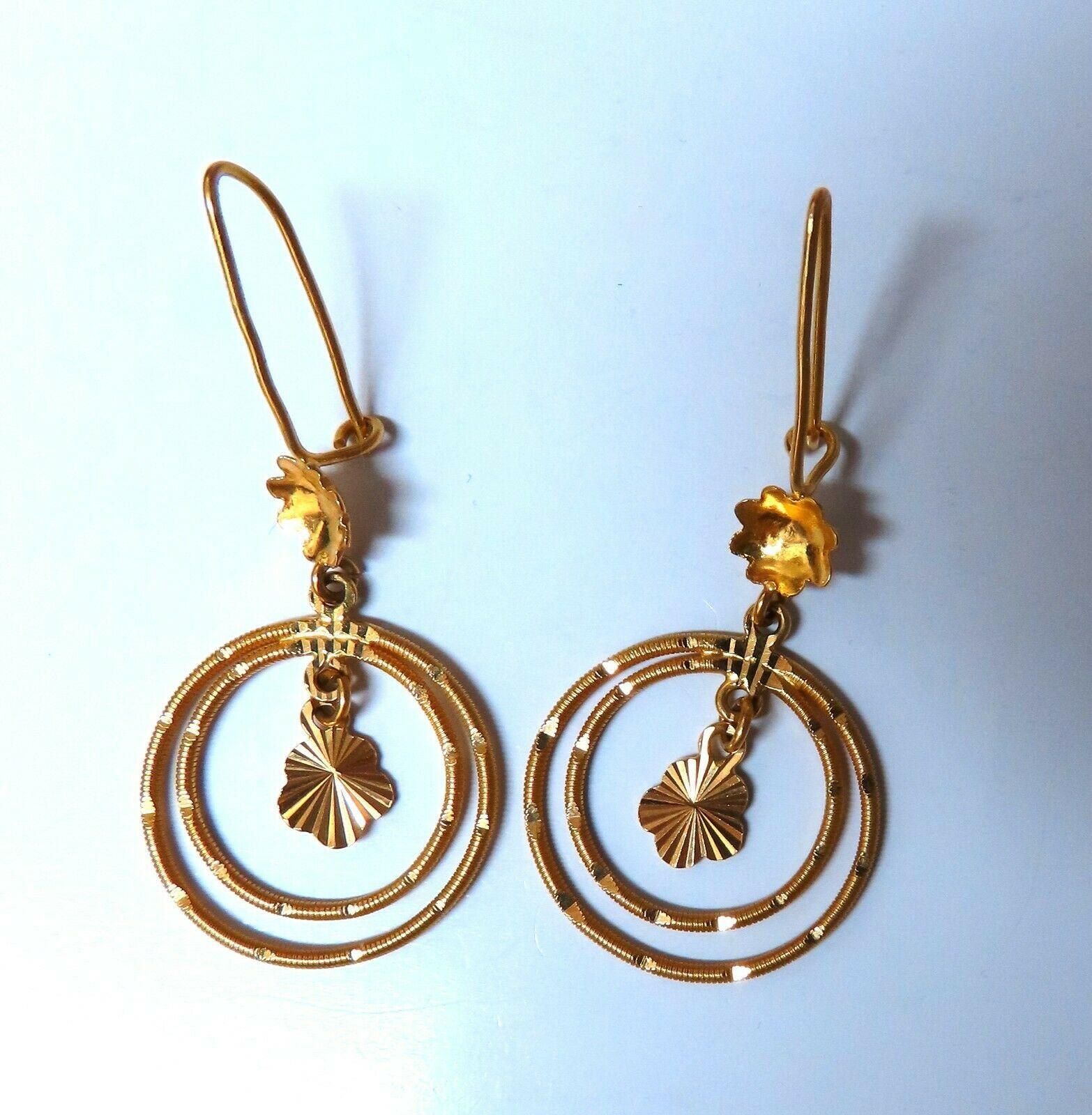 Hand Made Dangle Earrings

Measurements: 

1.85 inch long

.84 inch wide circle

Comfortable Loop 

5.6 grams / 21kt. Yellow Gold

Earrings are gorgeous made