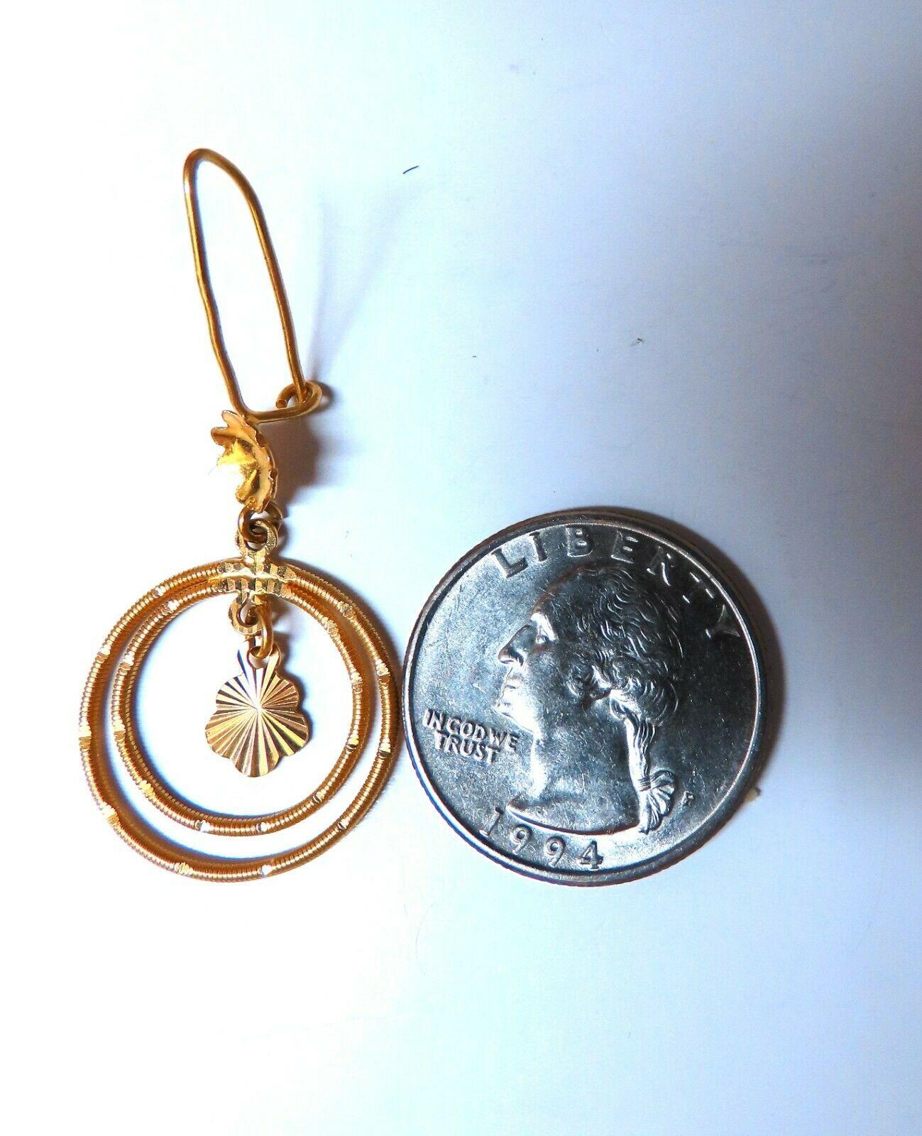 Boucles d'oreilles pendantes en or 21 carats cercles faites à la main Neuf - En vente à New York, NY