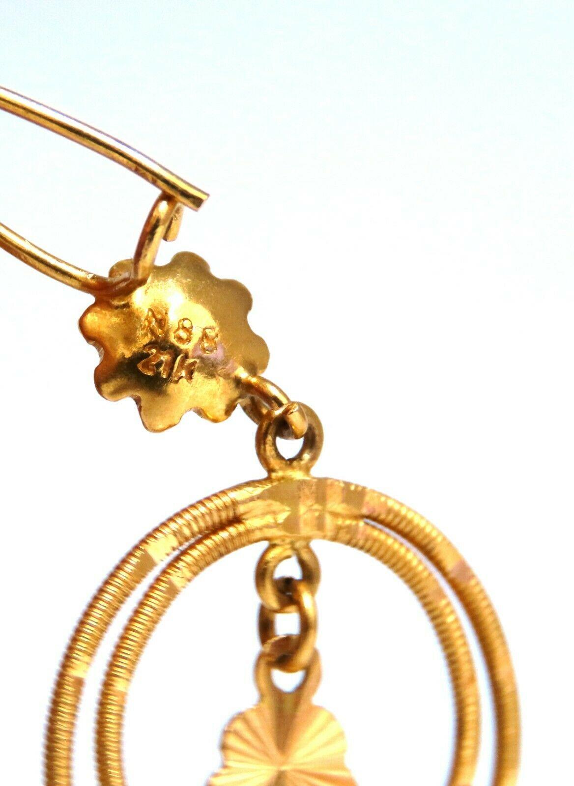 Boucles d'oreilles pendantes en or 21 carats cercles faites à la main Unisexe en vente