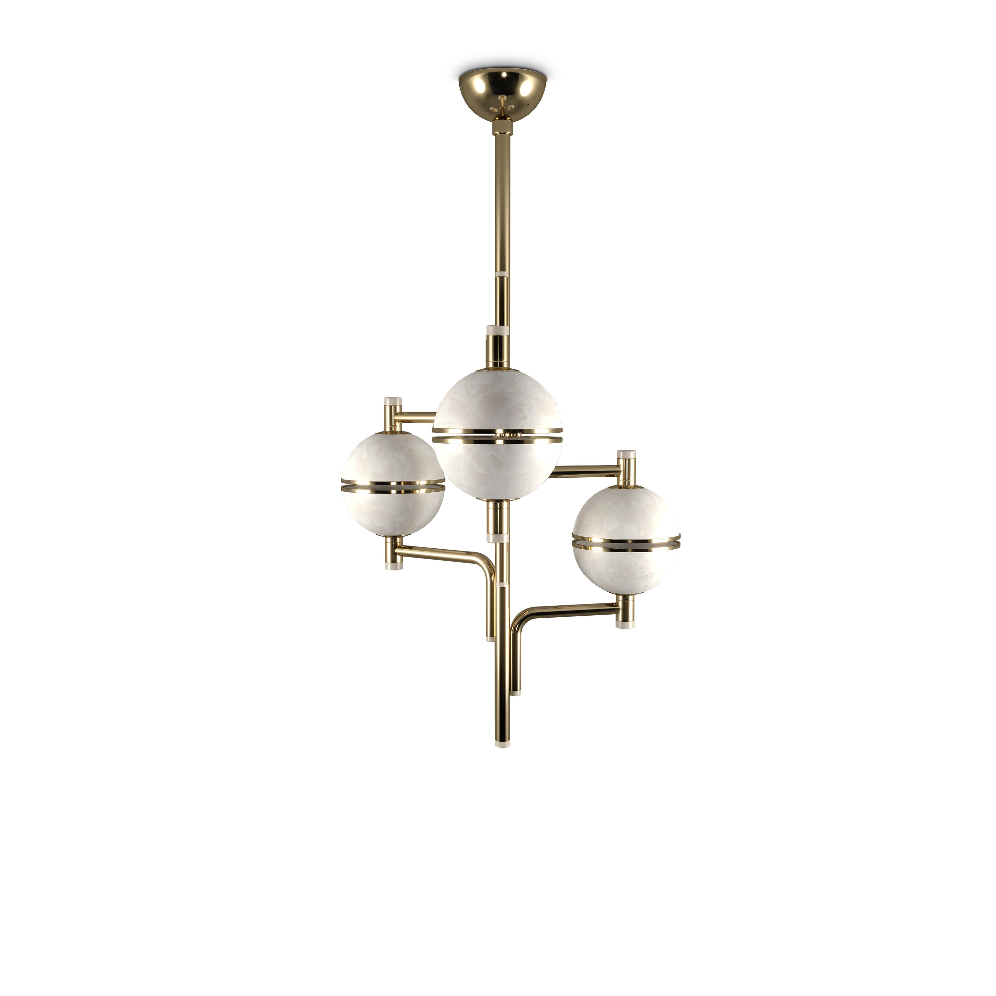 Ottone 21st Andros II Lampada a sospensione in alabastro Made in Portugal di Creativemary in vendita