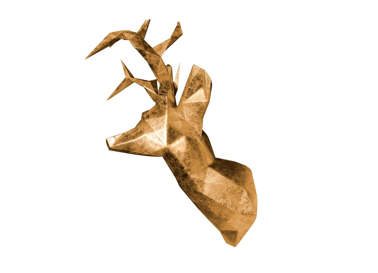Geschnitztes Holz-Goldblatt-Accessoire mit Geweihhalterung, hergestellt in Portugal von Malabar, 21. Jahrhundert im Angebot 2