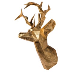 21° Accessorio per montatura di corna in legno intagliato Foglia d'oro Made in Portugal by Malabar