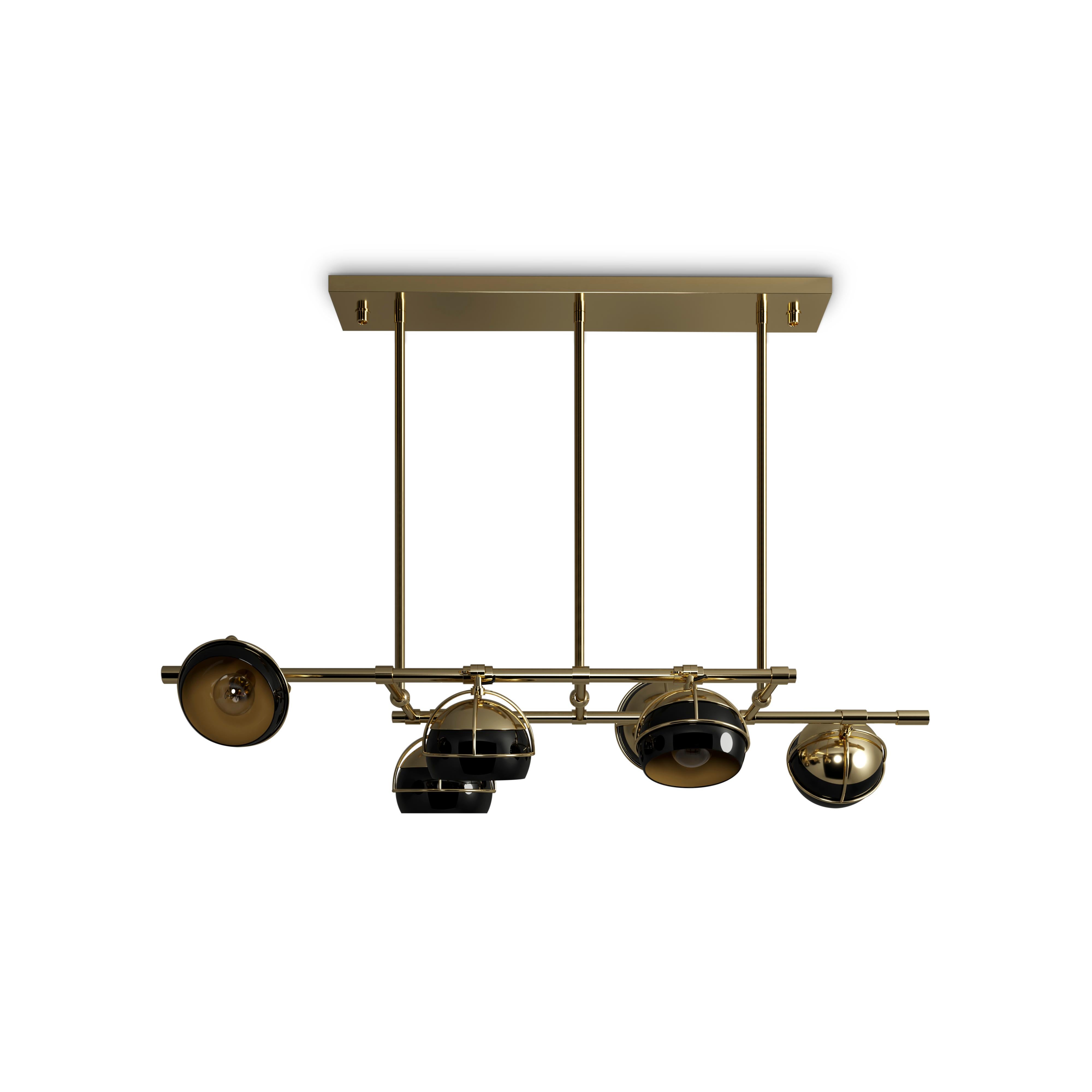 21st Black Widow II Suspension Brass Glass Made in Portugal by Creativemary For Sale 1