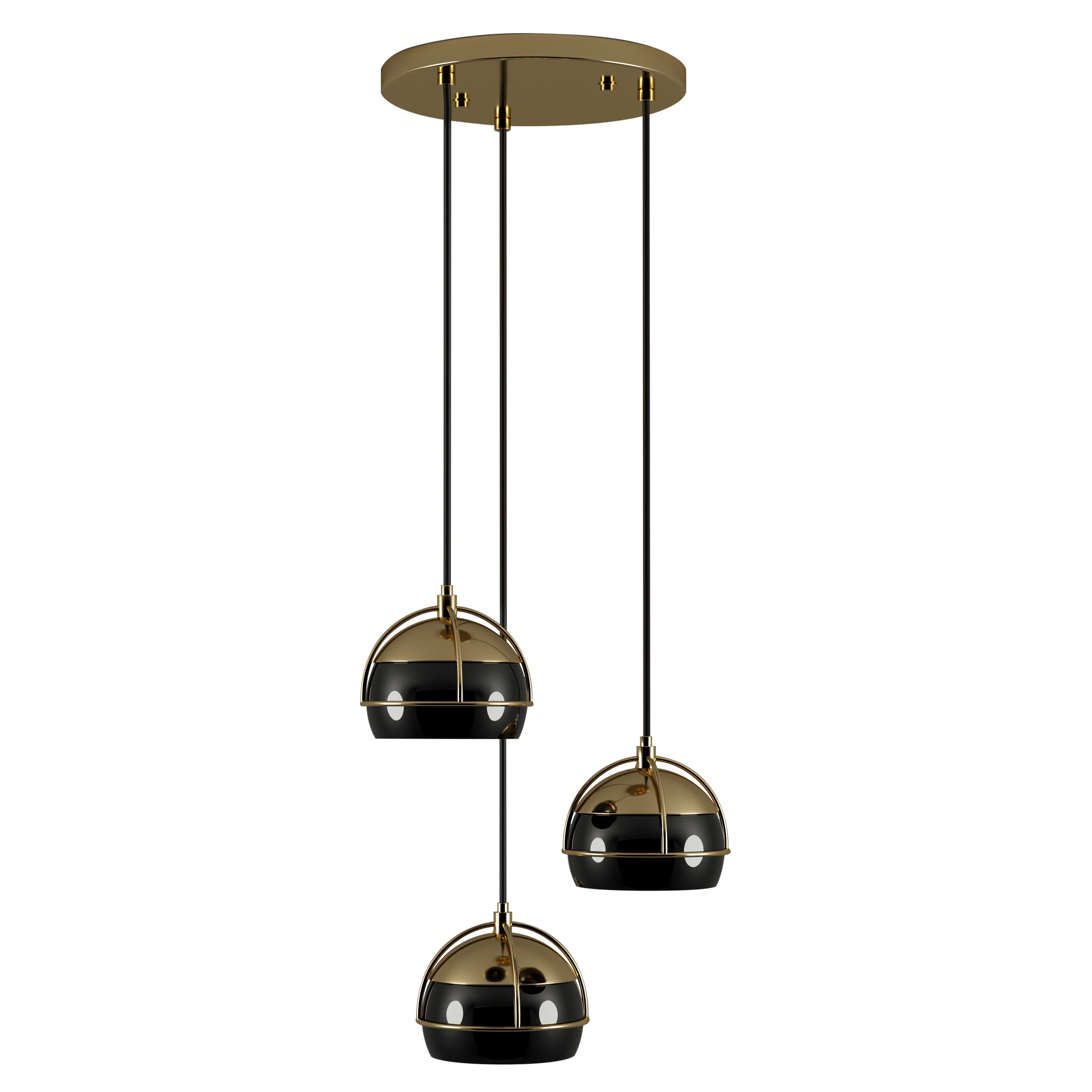21st Black Widow III Lampada a sospensione in ottone e vetro Made in Portugal di Creativemary