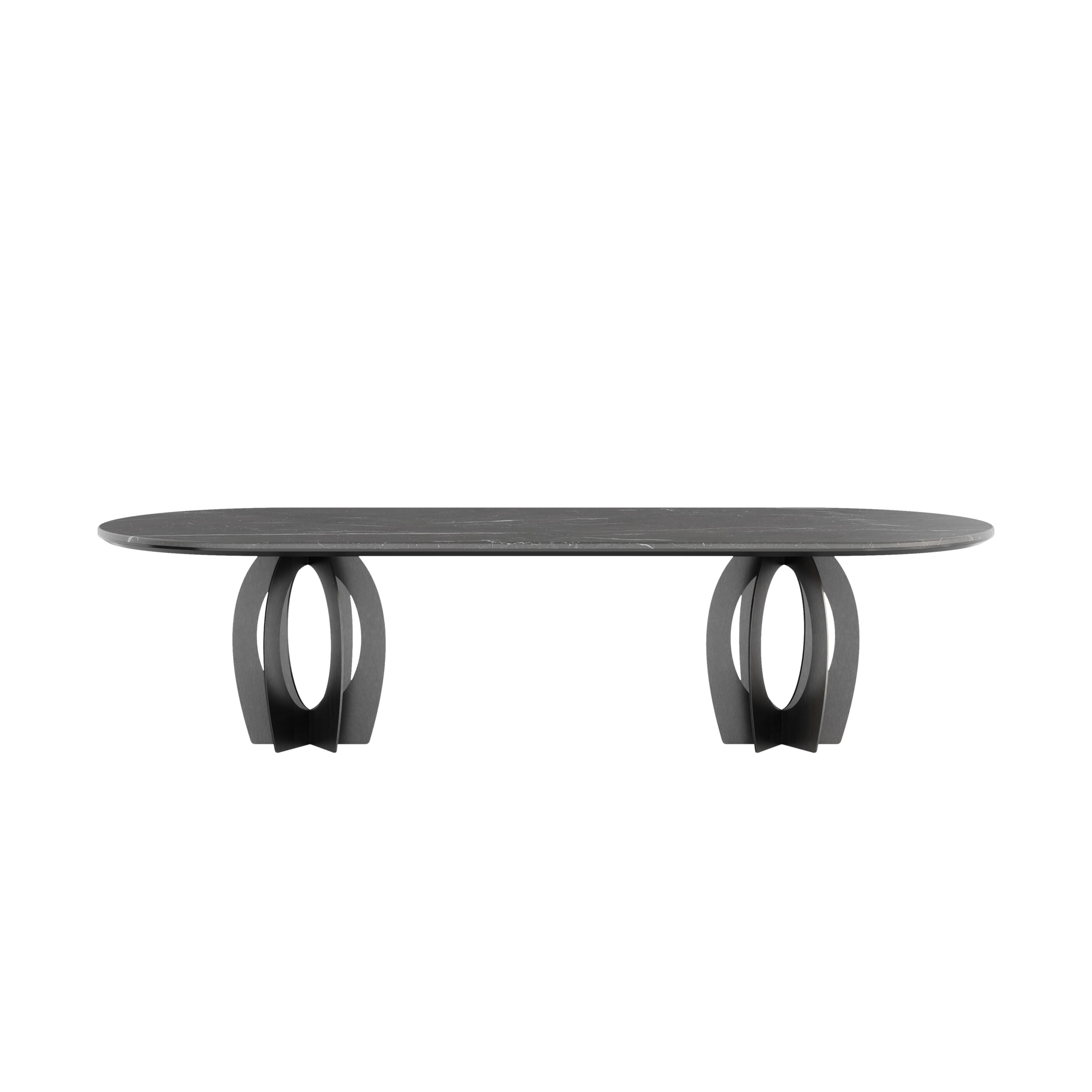21st Boulder Dining Table Marble Steel Handmade in Portugal by Porus Studio In New Condition For Sale In RIO TINTO, PT