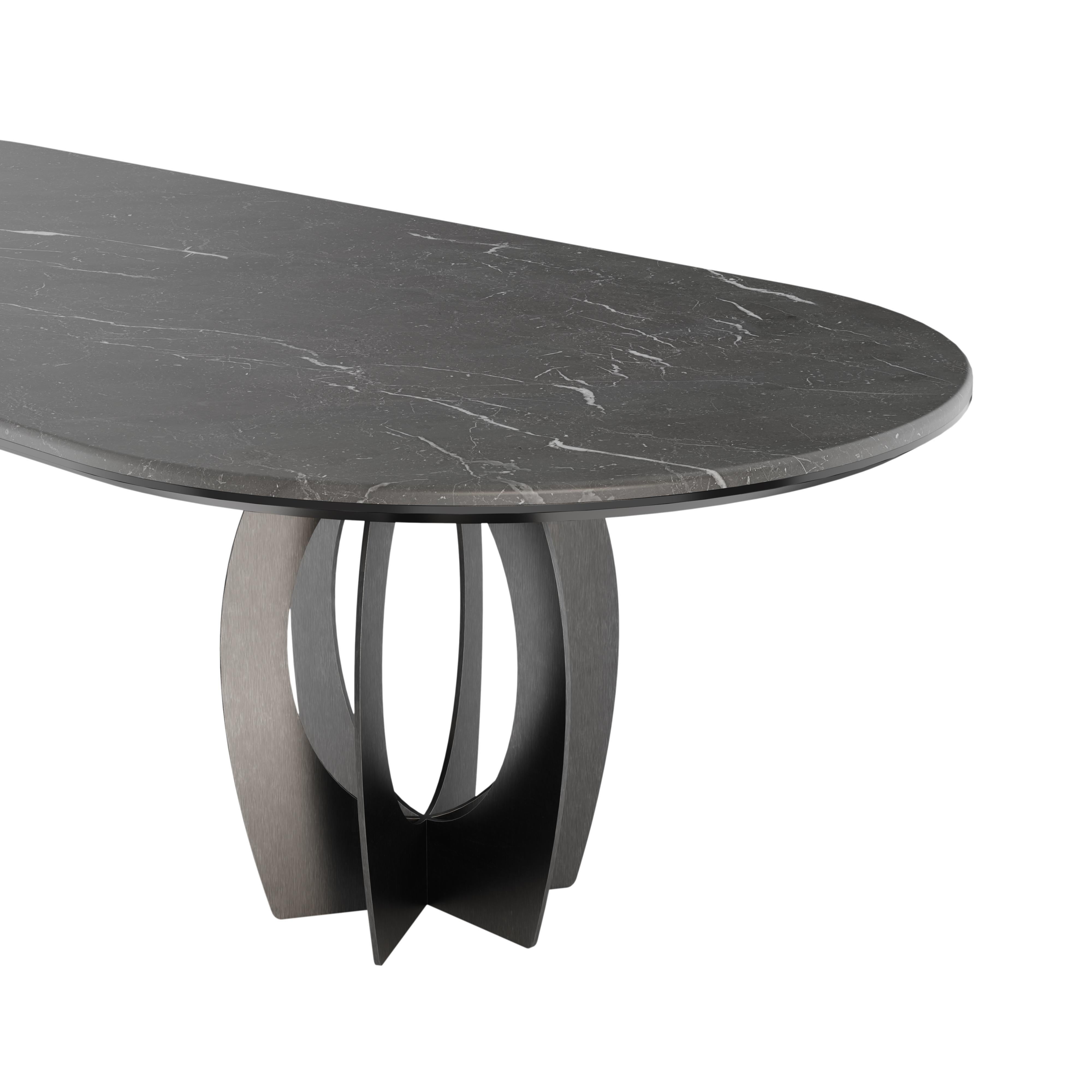 21st Boulder Dining Table Marble Steel Handmade in Portugal by Porus Studio For Sale 1