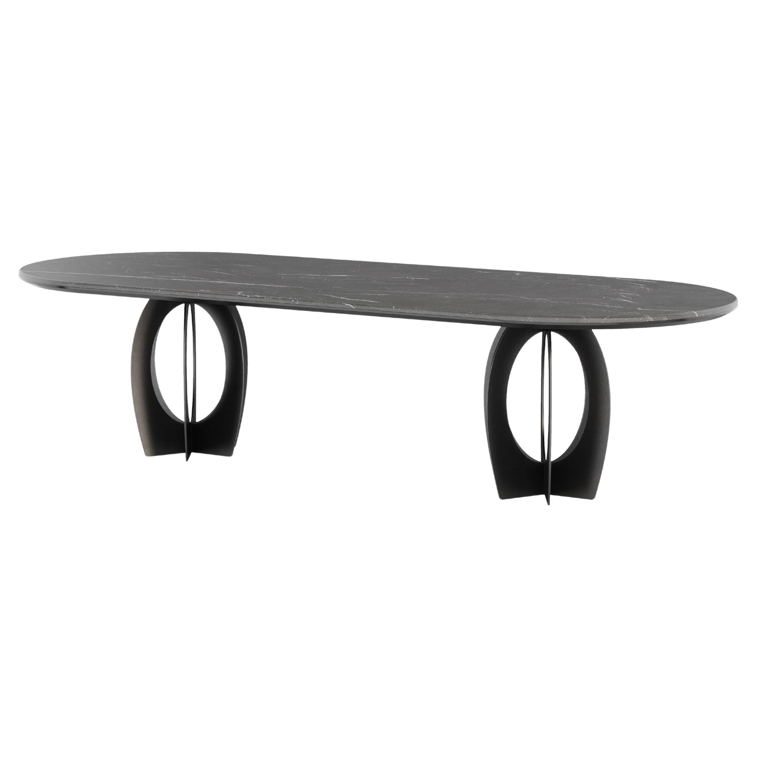 21st Boulder Dining Table Marble Steel Handmade in Portugal by Porus Studio For Sale