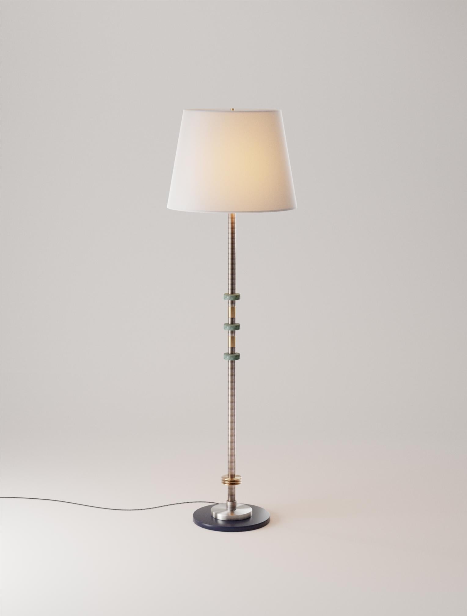 The Alte floor lamp is perfect for dressing up any room, offering both practical lighting and a touch of warmth, creating a welcoming atmosphere that invites relaxation and enjoyment.

Floor lamp - 2021

Composition :
Brass, Patinated Bronze, Paper