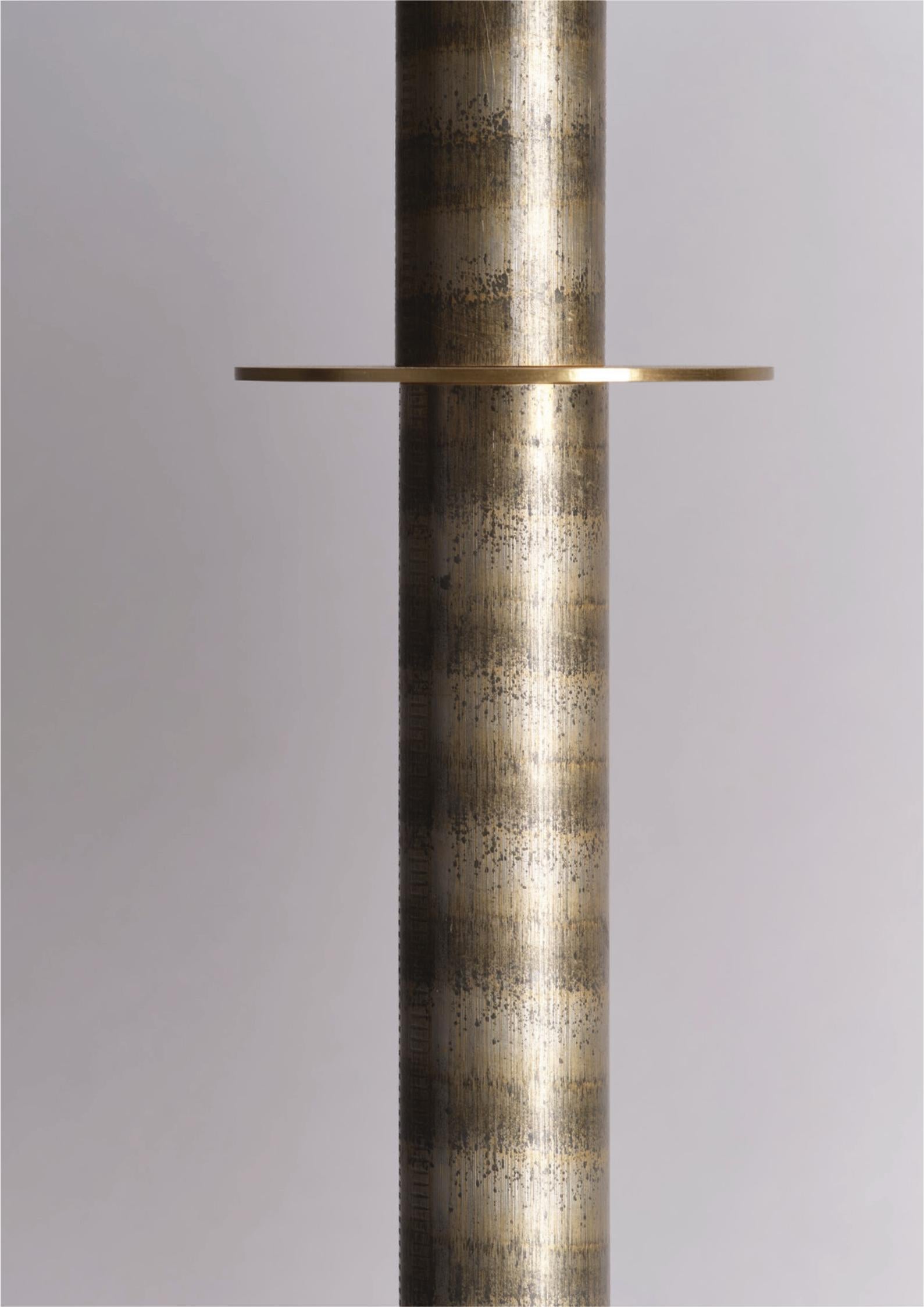Alte Stehlampe aus Bronze und Messing mit Papierschirm von Marine Breynaert, 21. Jahrhundert (Art déco) im Angebot