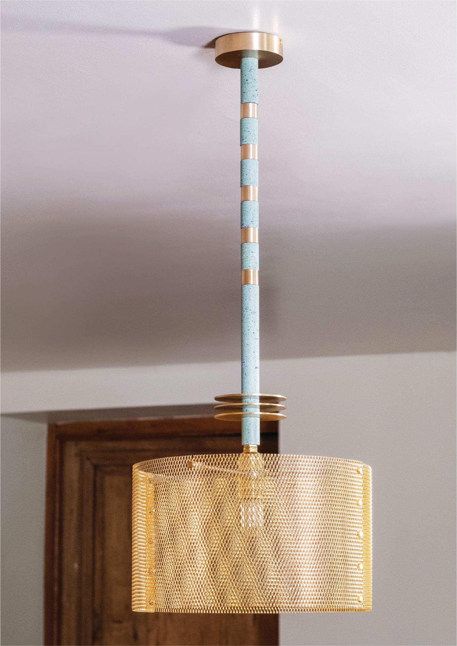 XXIe siècle et contemporain A.I.C Contemporary Marine Breynaert Pendant Lamp Brushed Brass (laiton brossé) en vente