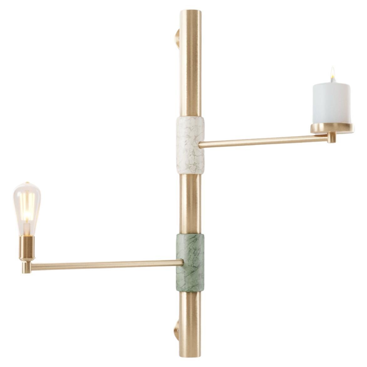 21st C Contemporary Marine Breynaert Wall Sconce Lamp Brass Marble For Sale