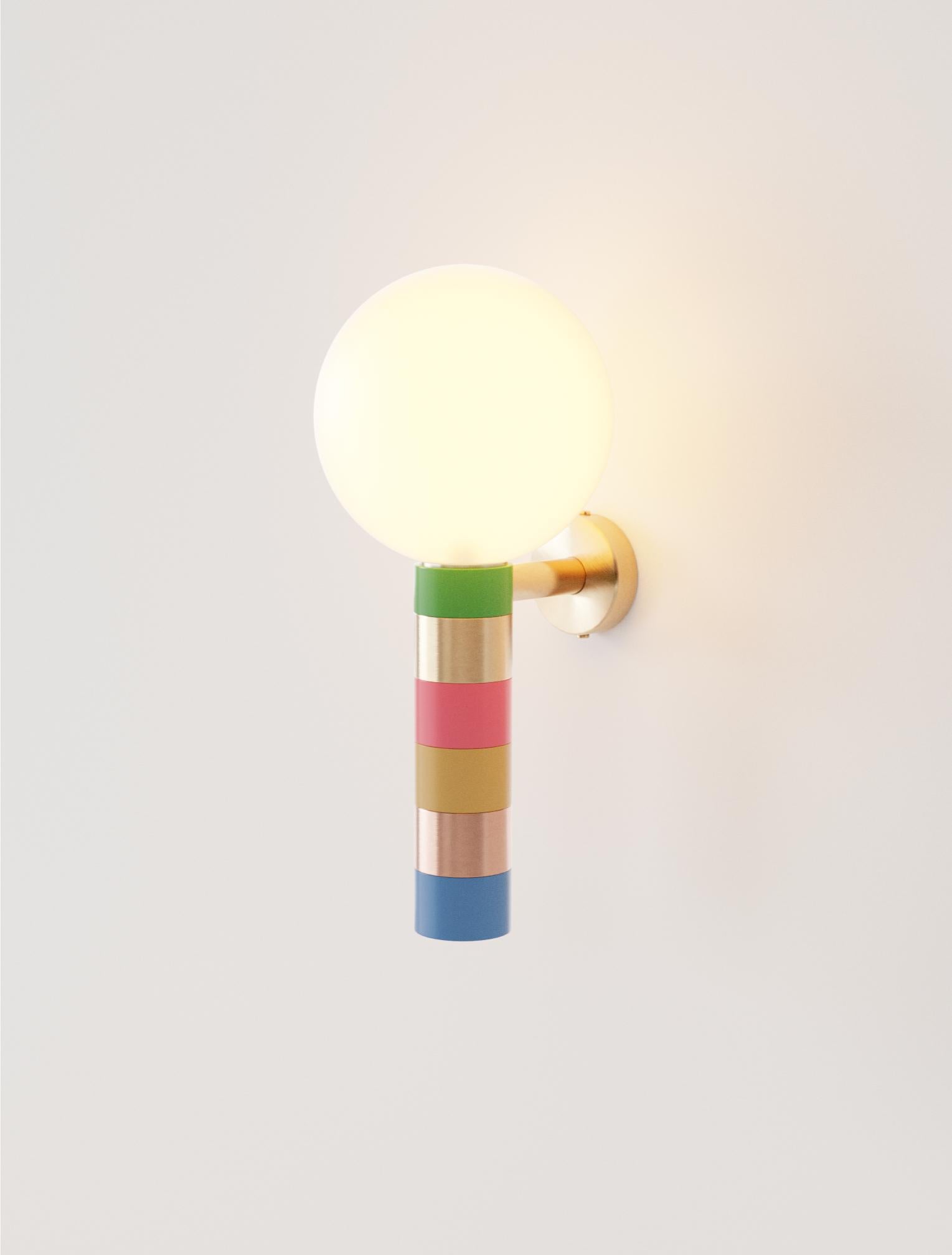 21st C Contemporary Marine Breynaert Wall Sconce Lamp Brushed Brass Copper Glass For Sale 2