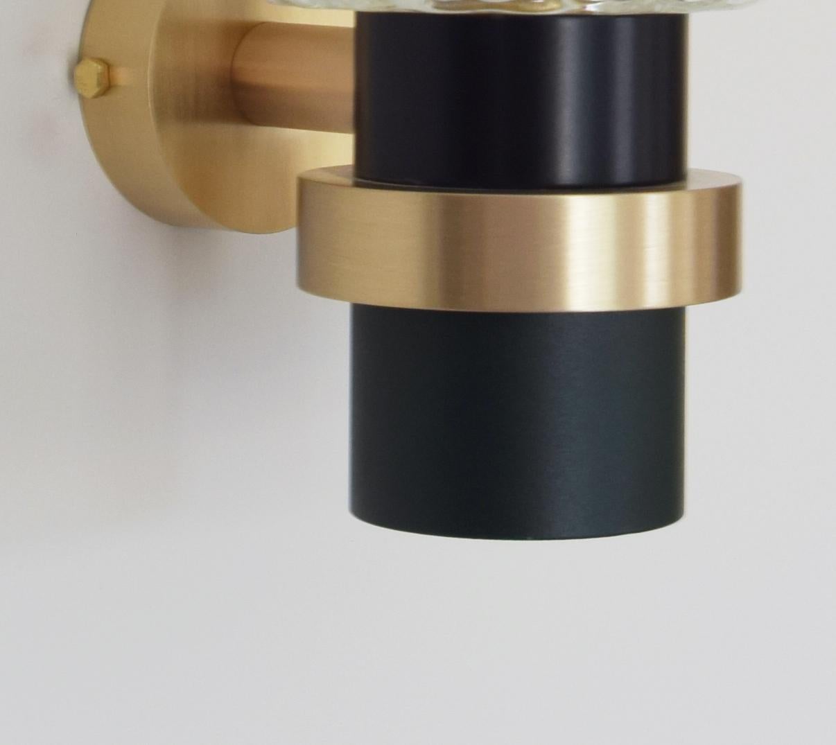 21st C Contemporary Marine Breynaert Wall Sconce Lamp Brushed Brass Glass Black In New Condition For Sale In Paris, FR