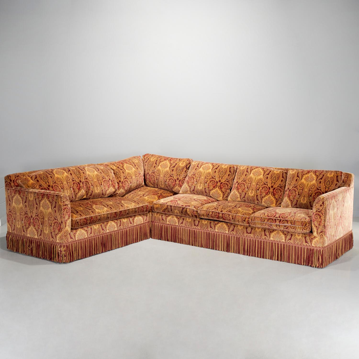 21st C. Custom Jewel Toned Paisley Velvet Sectional with Queen Sleeper 5
