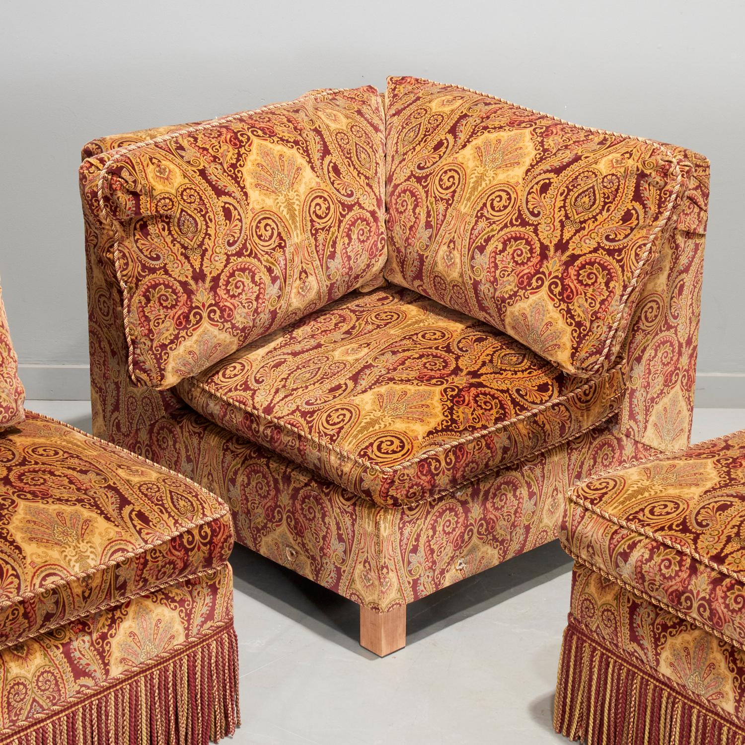 Hollywood Regency 21st C. Custom Jewel Toned Paisley Velvet Sectional with Queen Sleeper