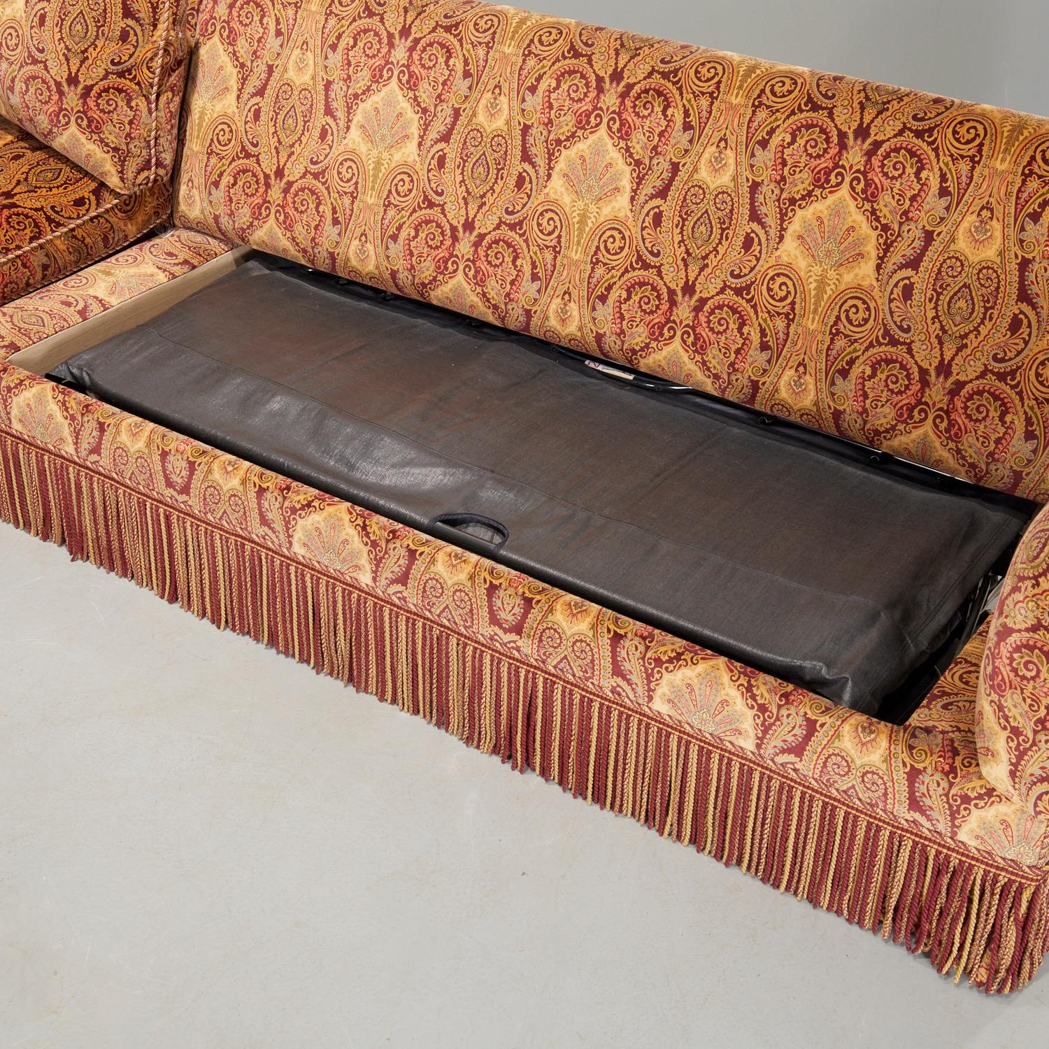 21st C. Custom Jewel Toned Paisley Velvet Sectional with Queen Sleeper In Good Condition In Morristown, NJ
