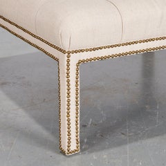 21st C. Custom O. Henry House Oversized Tufted Ottoman with Brass Nailhead Trim