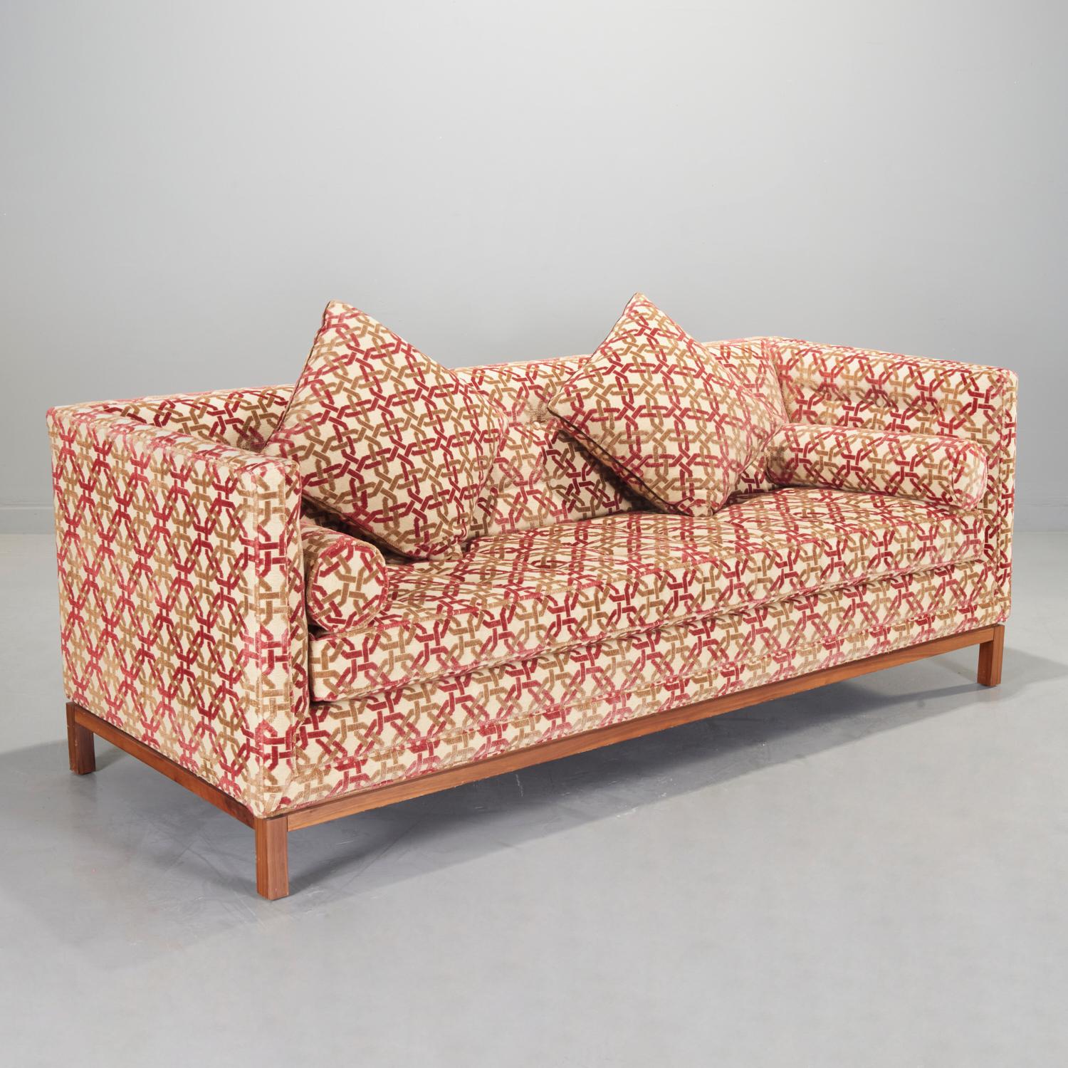 Maple 21st C., Custom Upholstered Jonathan Adler Button Tufted Sofa In Cut Velvet 
