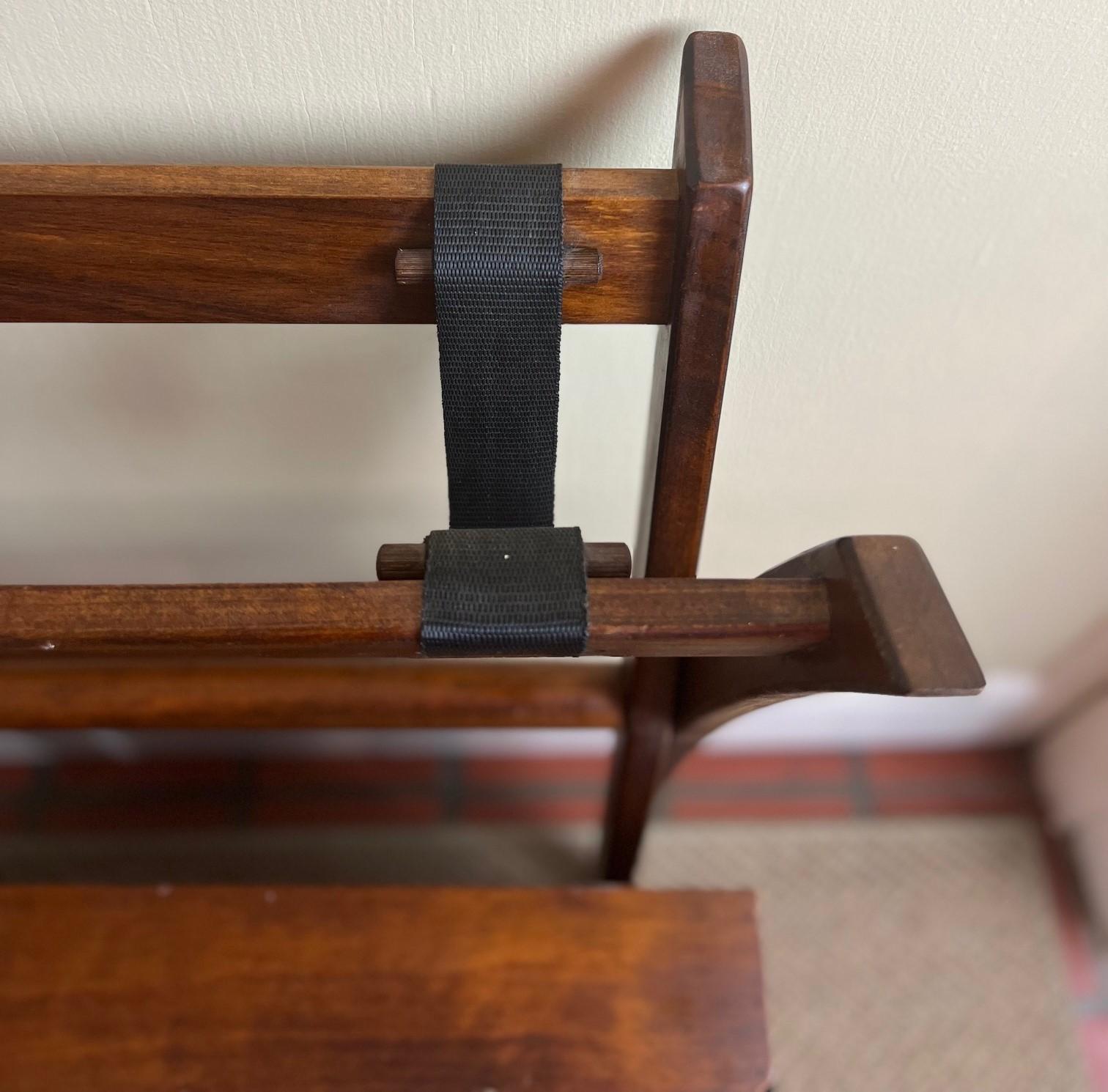 Contemporary 21st C. Folding Teak Tray/Butlers Table with Iron Handles and a Scalloped Edge
