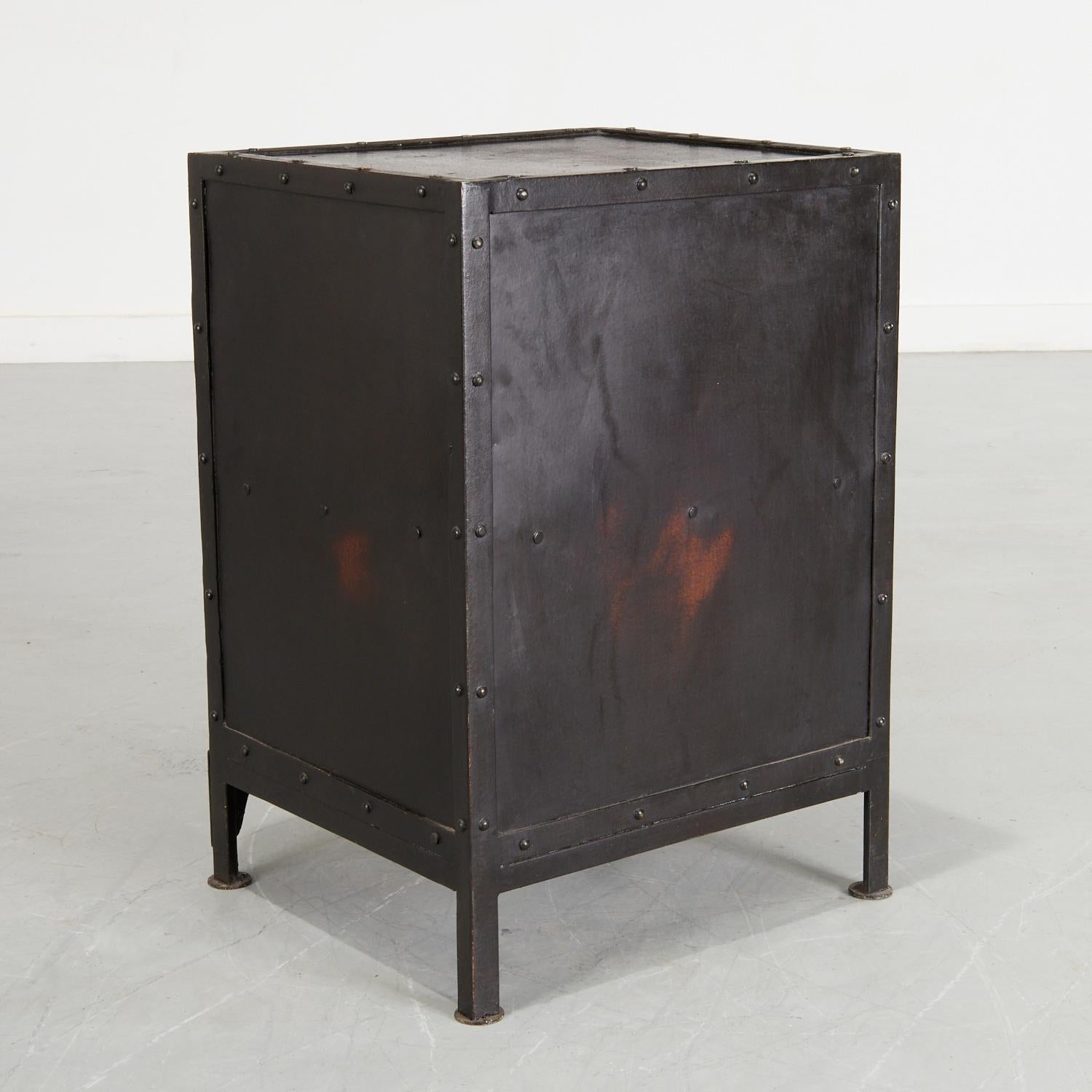 21st C. Industrial Side Cabinet With Interior Shelf in Forged Iron By Butler  2