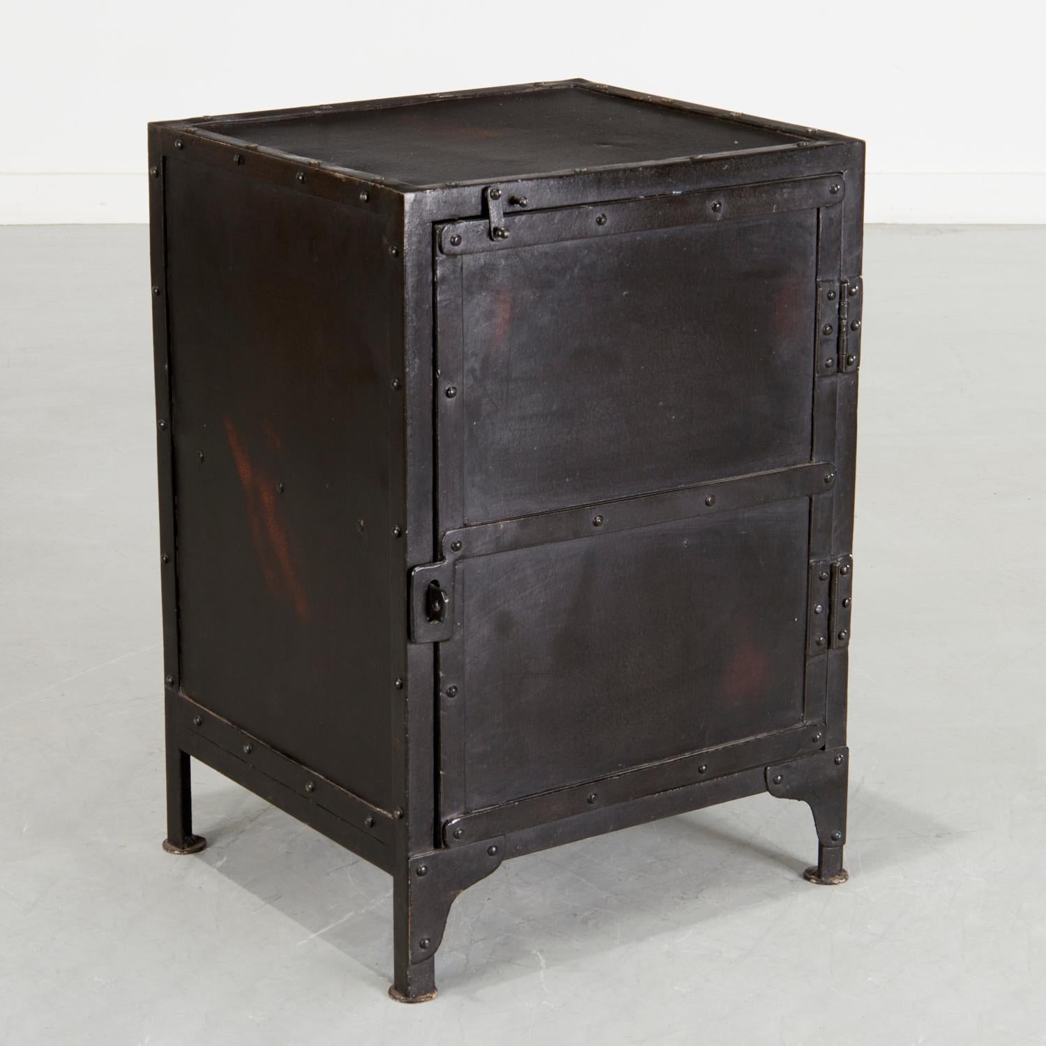 21st C. Industrial Side Cabinet With Interior Shelf in Forged Iron By Butler  3