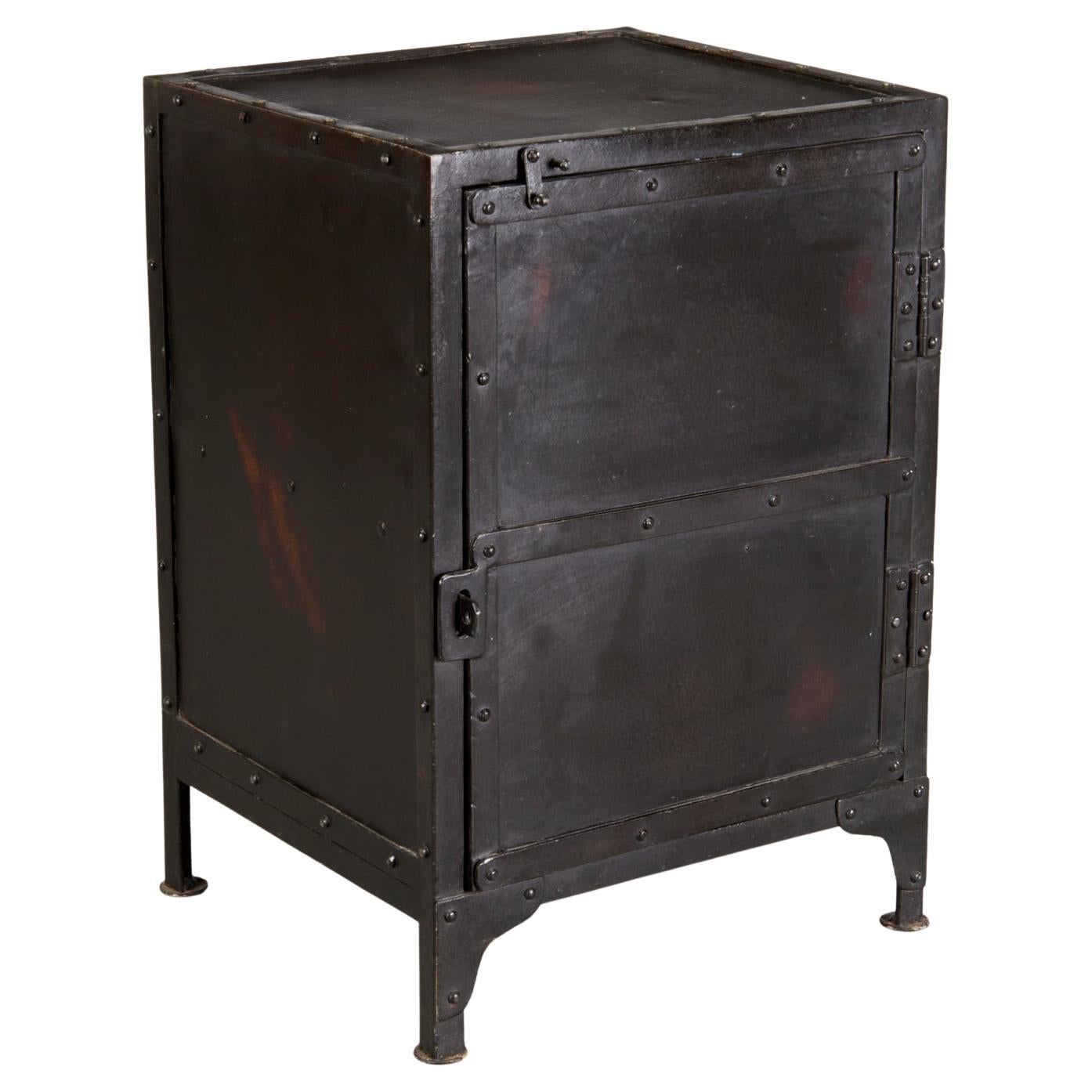 21st C. Industrial Side Cabinet With Interior Shelf in Forged Iron By Butler 