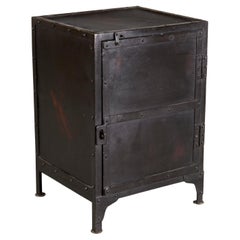 21st C. Industrial Side Cabinet With Interior Shelf in Forged Iron By Butler 