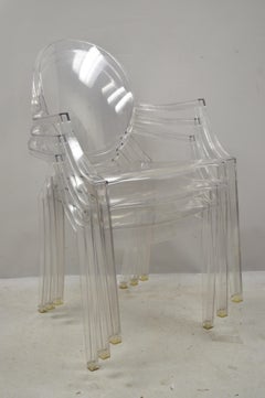 21st Century Louis Ghost Design Starck Kartell Lucite Acrylic Armchairs Set of 3