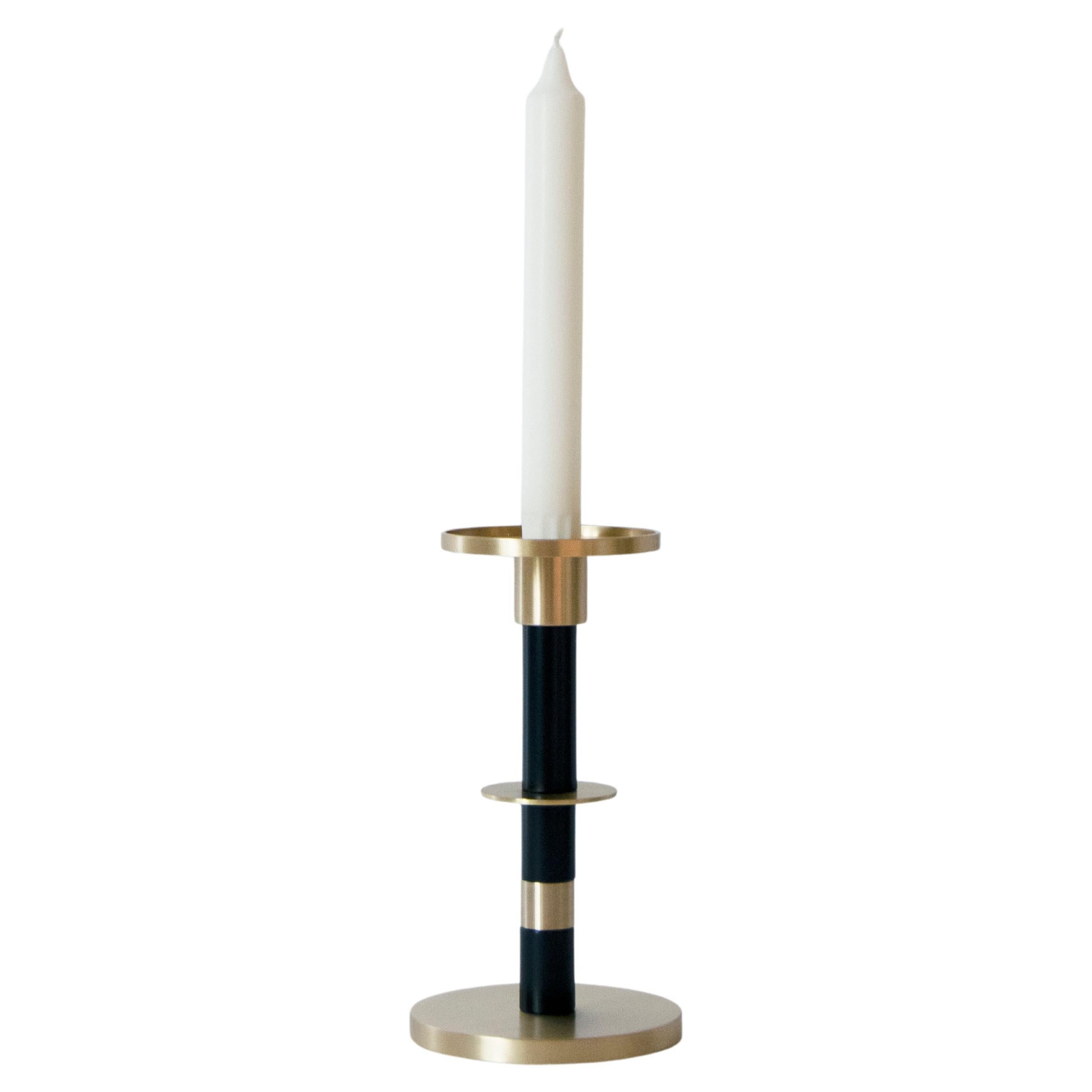 A.I.C. Maïa Small Candle Holder Brass Black by French Designer Marine Breynaert en vente