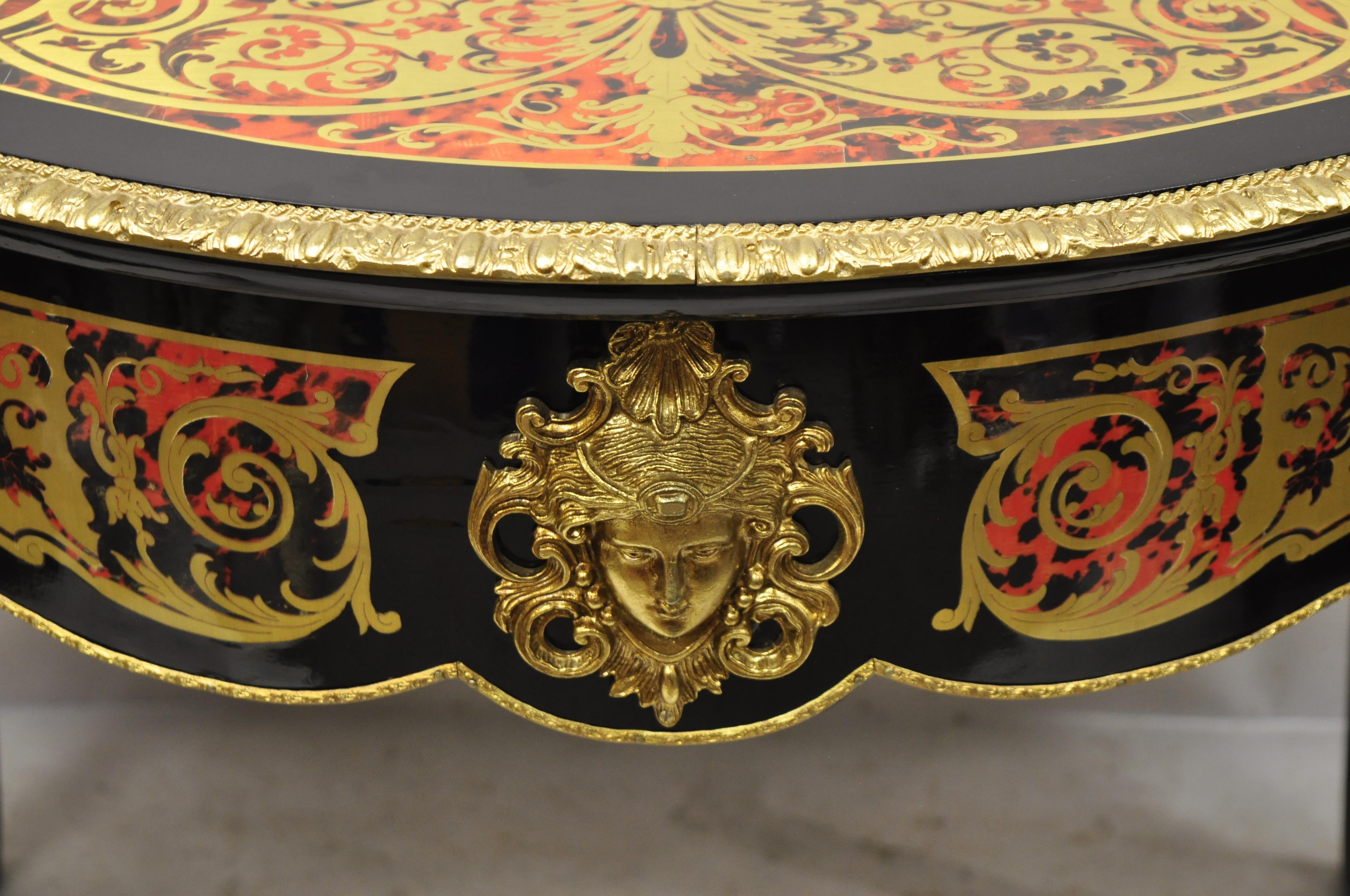 C.C Napoleon III French Inlaid Brass Bronze Boulle Turtle Top Center Table en vente 7
