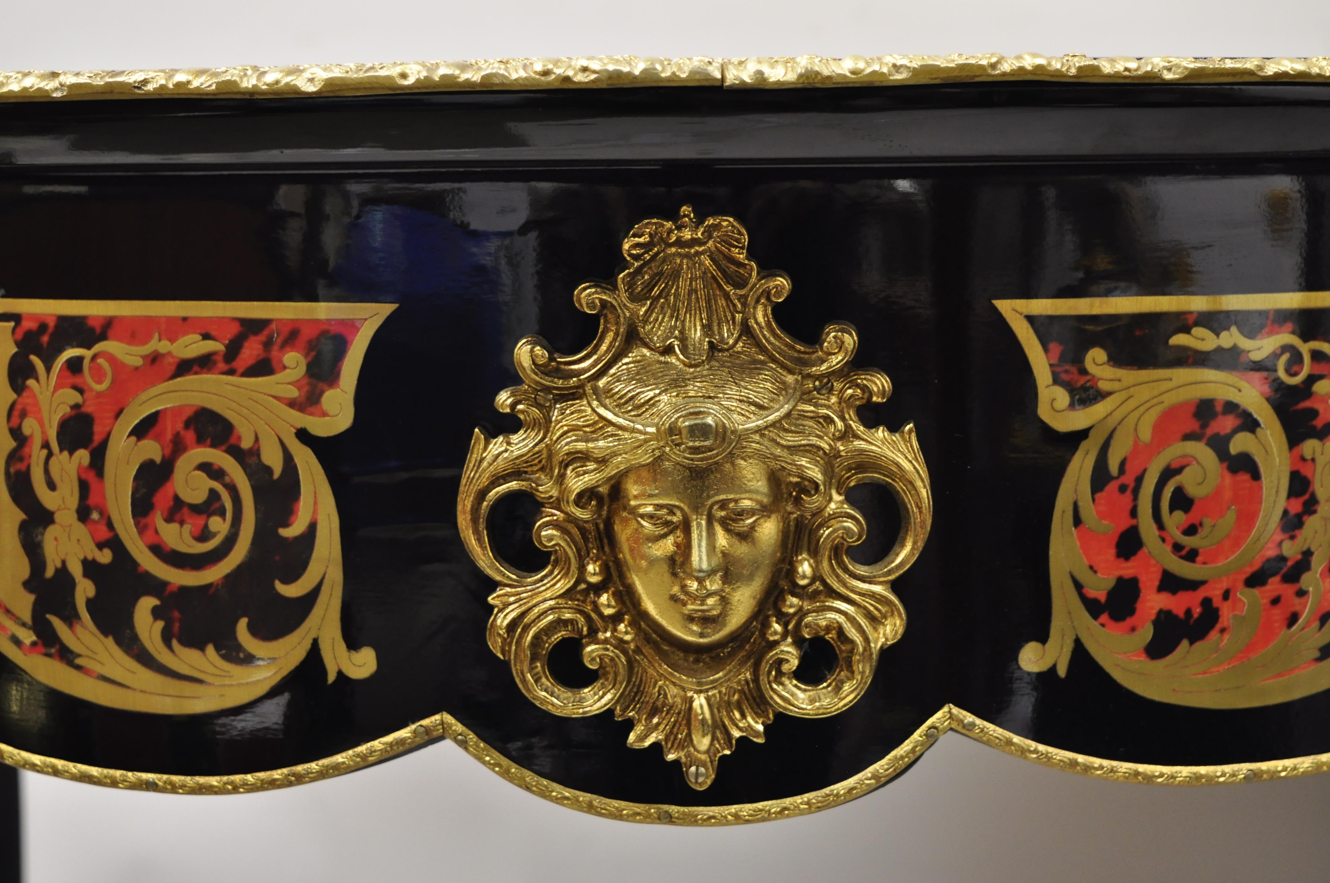 XXIe siècle et contemporain C.C Napoleon III French Inlaid Brass Bronze Boulle Turtle Top Center Table en vente