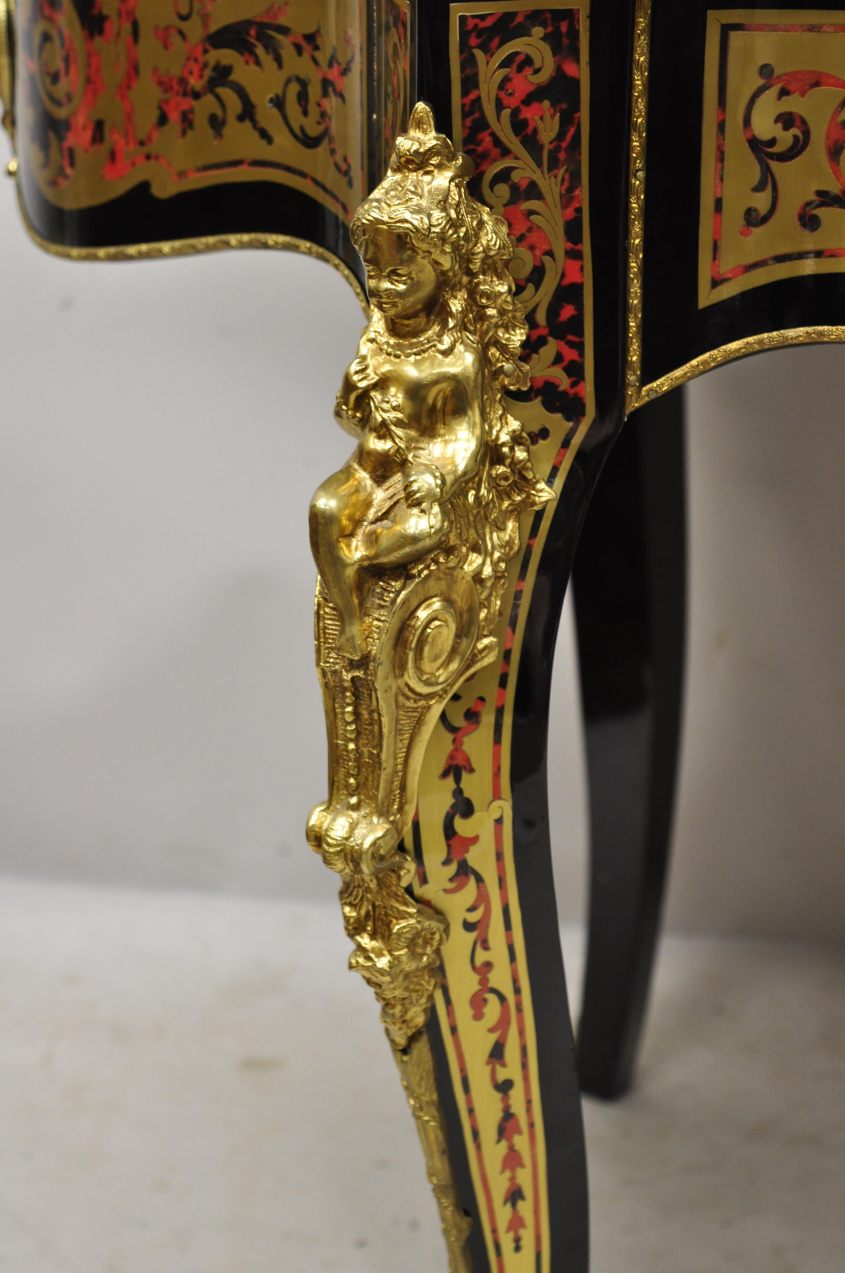 21st C Napoleon III French Inlaid Brass Bronze Boulle Turtle Top Center Table In Good Condition In Philadelphia, PA
