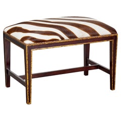 21st C. Oly Studio "Hilary" Bench in Zebra Hide Style Upholstery & Nailhead Trim
