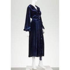 21st C. Racil London Navy Velvet Wrap Dress, Made in England