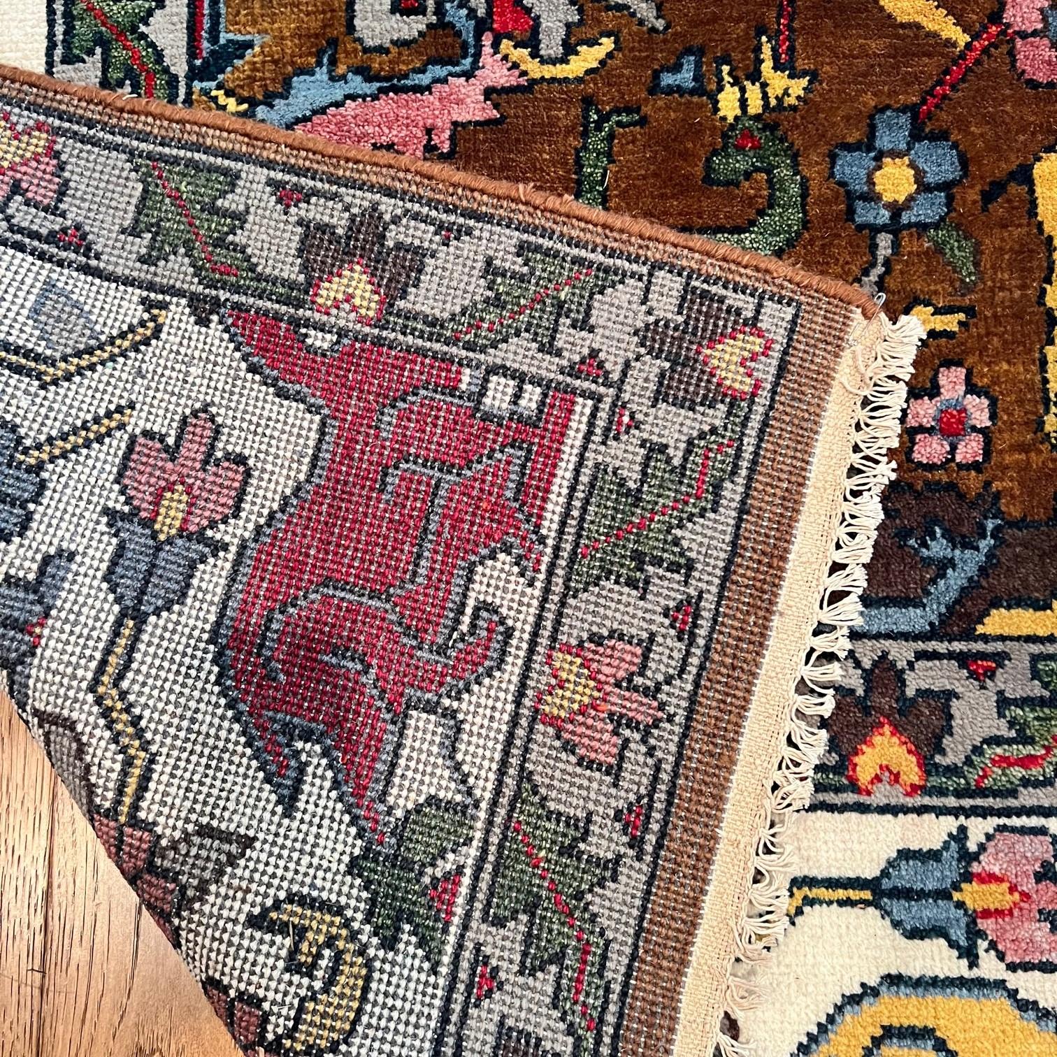 21st C. Richly Colored Bijar Style Rug Depicting Animals, Flowers and Trees In Good Condition For Sale In Morristown, NJ