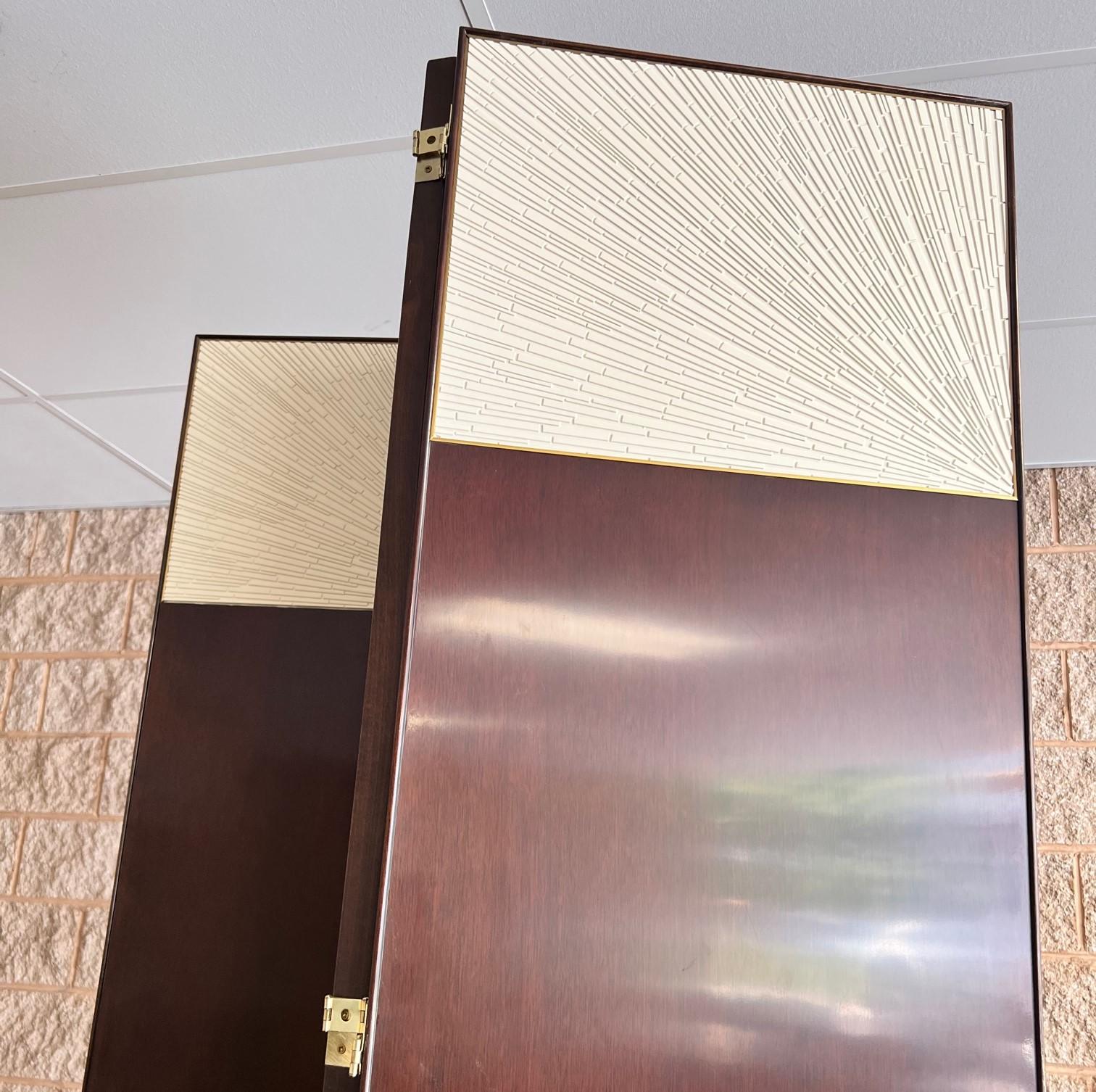 American 21st C. Thomas Pheasant for Baker - Large 3 Panel Mahogany Room Divider