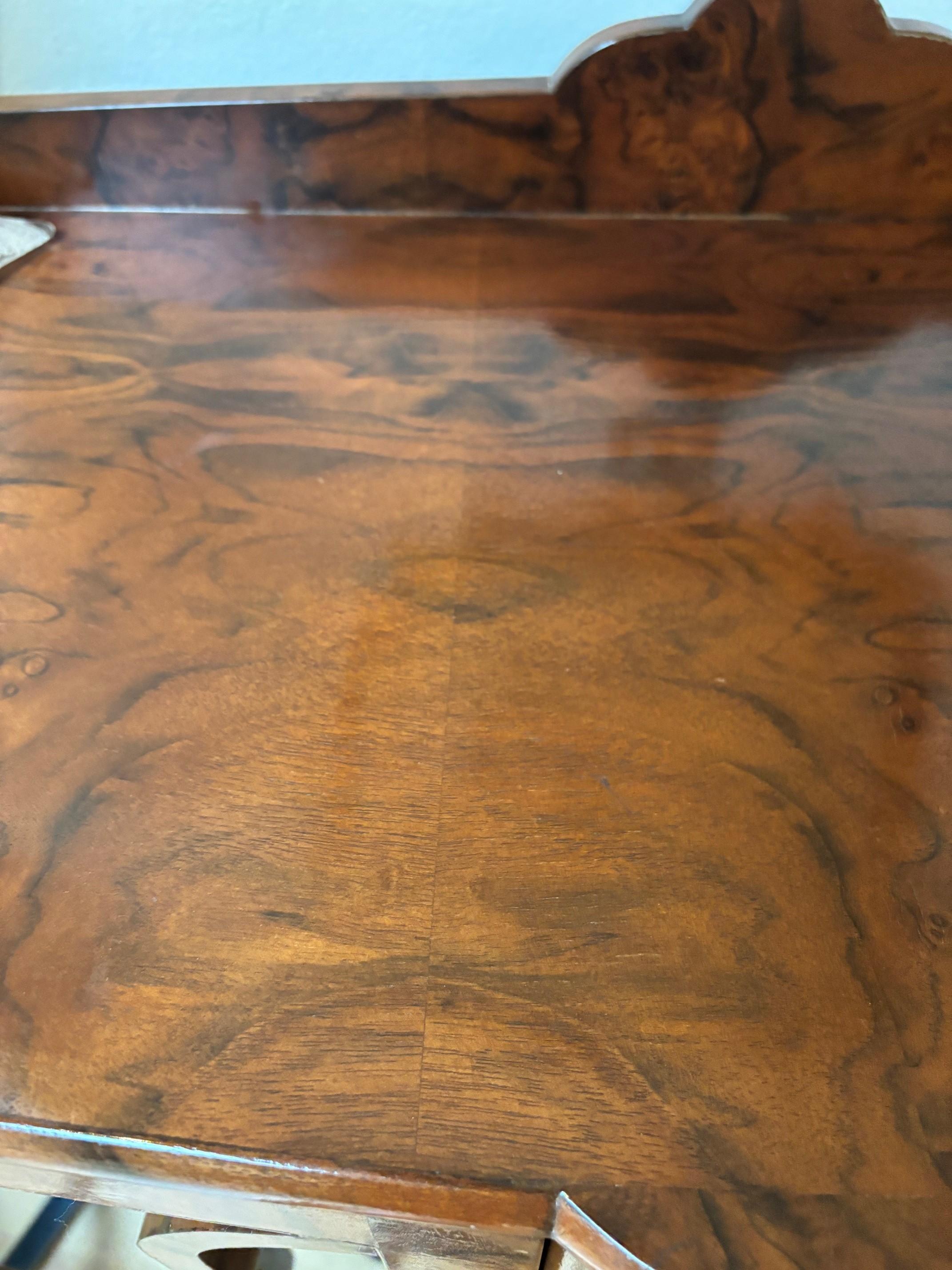 21st C. Walnut Burl Veneer Glass Paneled Two Door Adjustable Two Shelves Vitrine For Sale 8