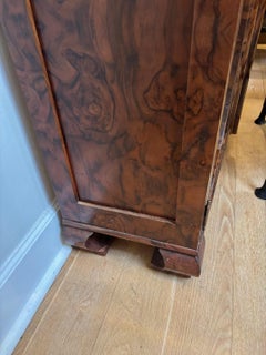 21st C. Walnut Burl Veneer Glass Paneled Two Door Adjustable Two Shelves Vitrine