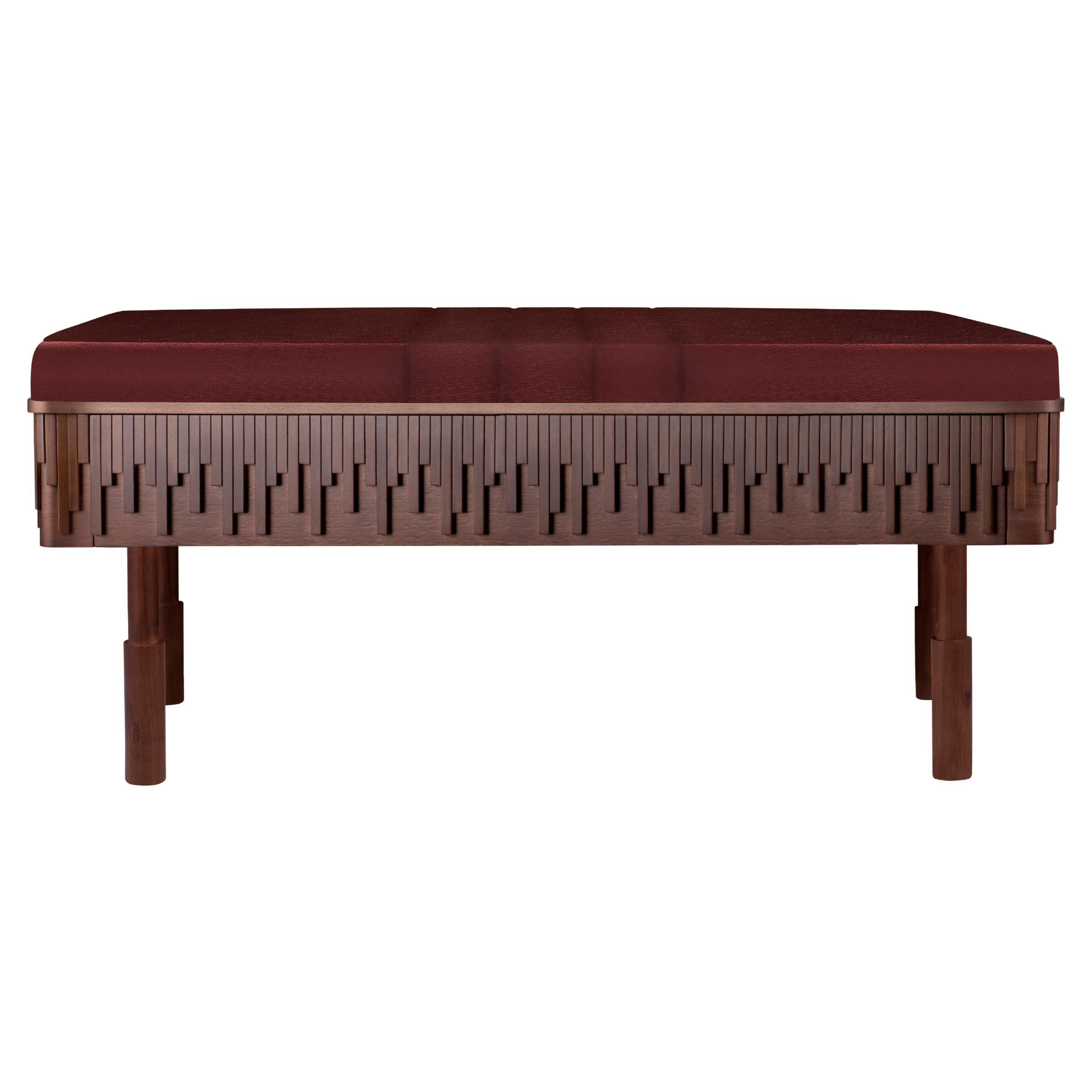 21st Campbell Bench Walnut Wood Leather
