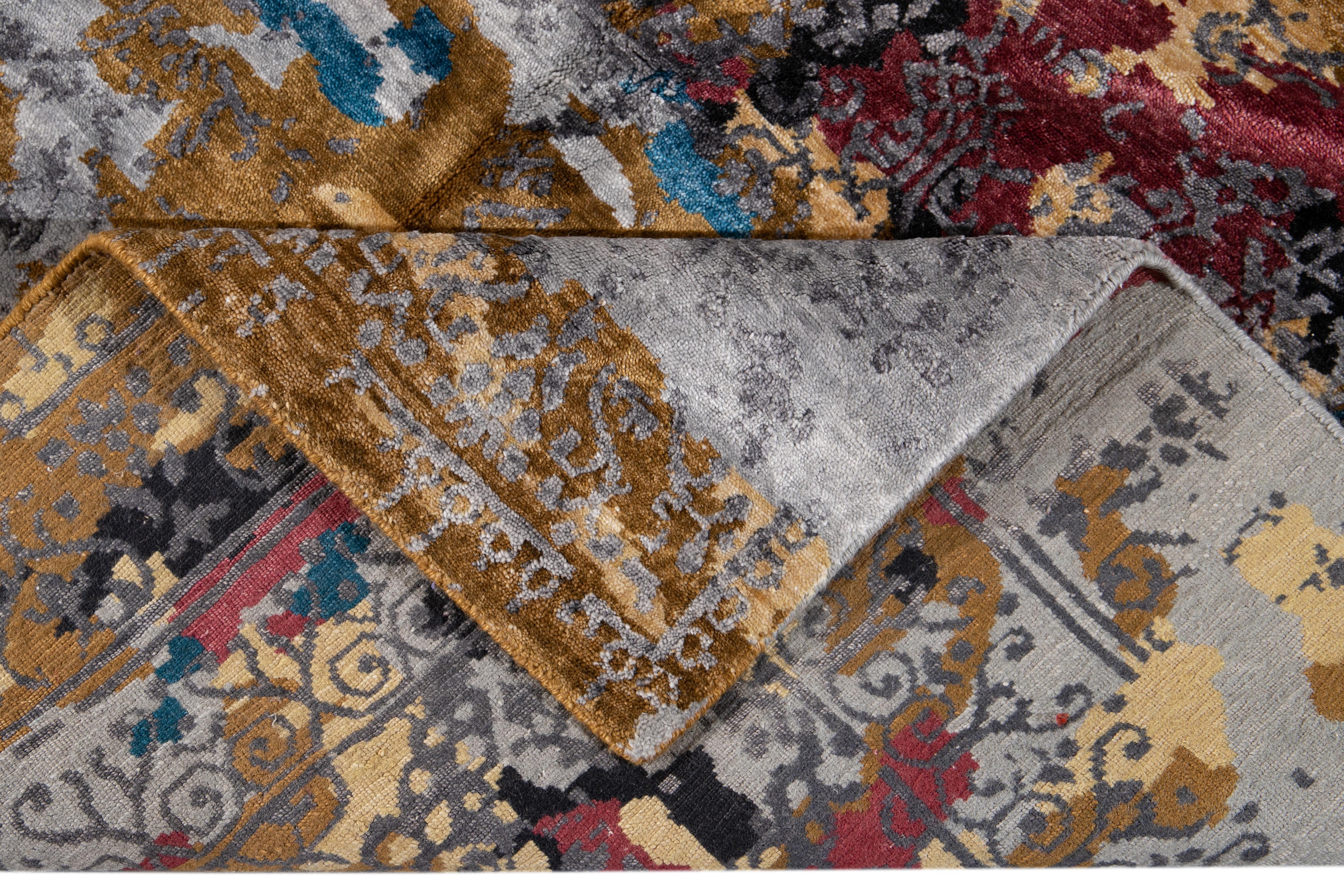 21st Century Modern Wool and Silk Rug For Sale 6