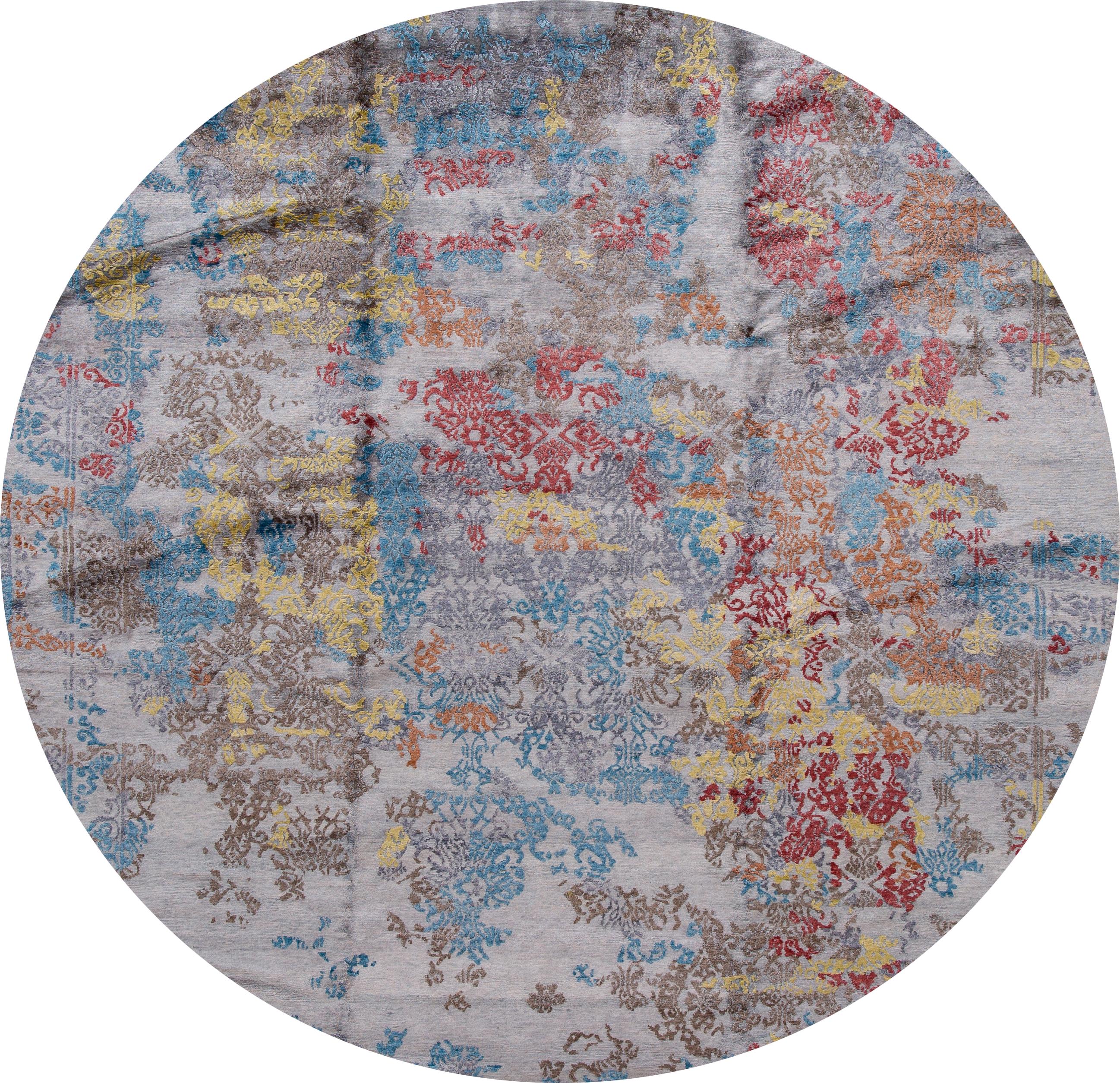 Hand-Knotted 21st Century Modern Wool and Silk Rug For Sale